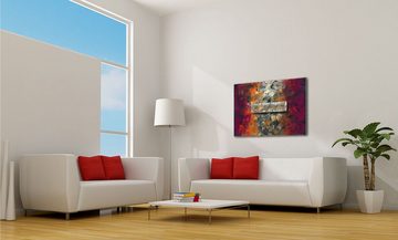 WandbilderXXL Gemälde Raging Orange 120 x 80 cm, Abstraktes Gemälde, handgemaltes Unikat