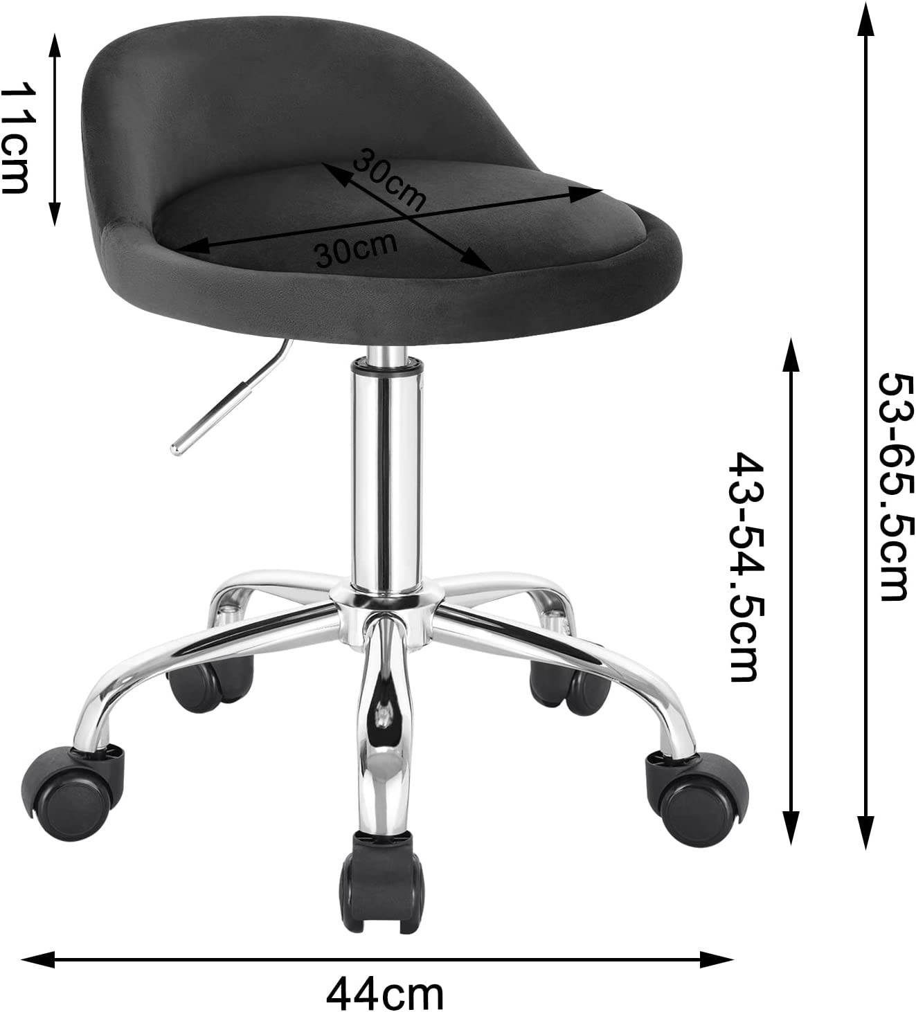 Woltu Bürostuhl, mit Drehhocker 2x 43-54,5cm Rollen höhenverstellbar Sitzhöhe Dunkelgrau
