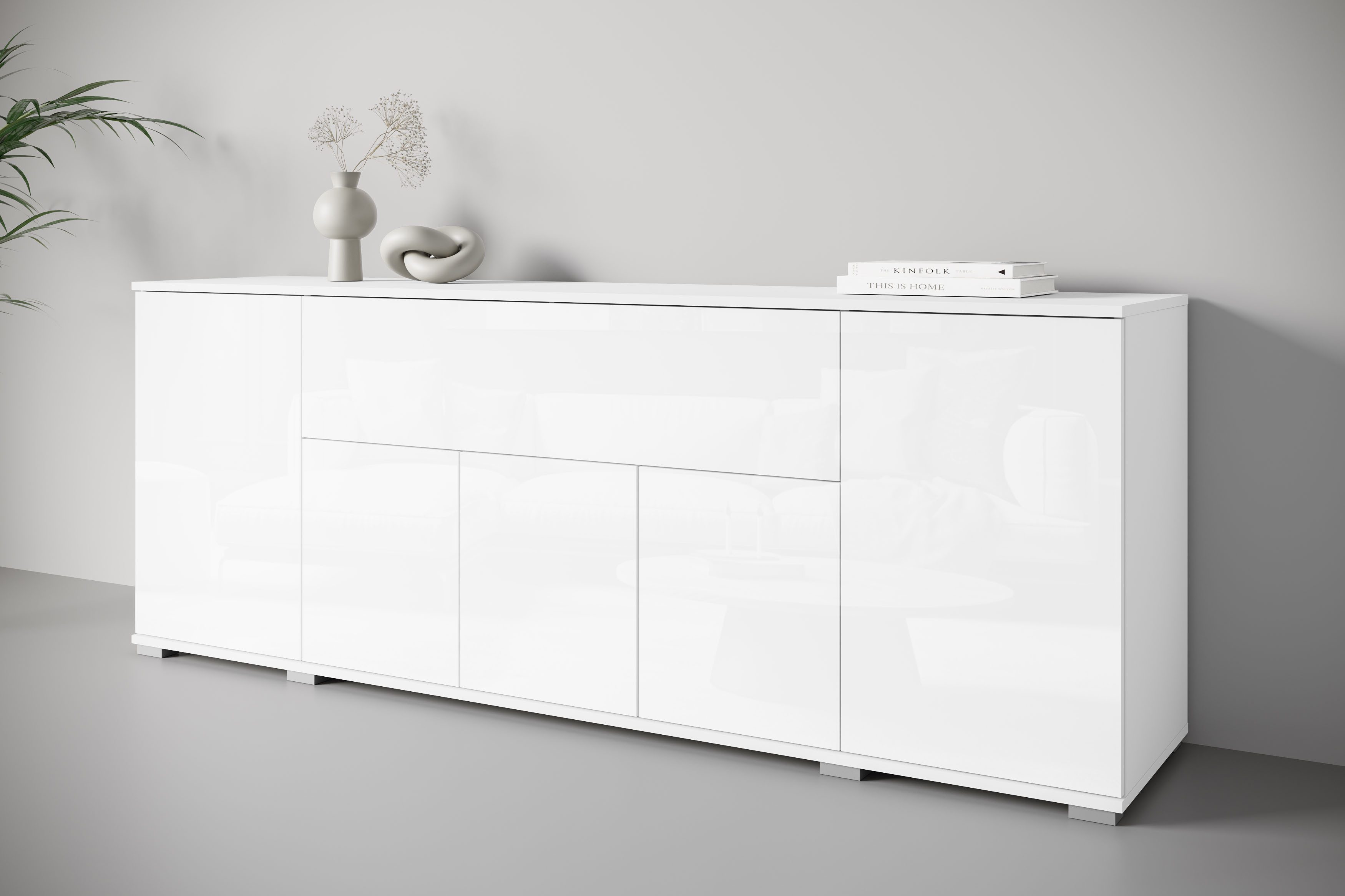 OTTO home Sideboard Kenia, B/H/T: 180 x 68 x 39,5 cm (1 St), Push-to-Open, Klappe und verstellbare Einlegeböden