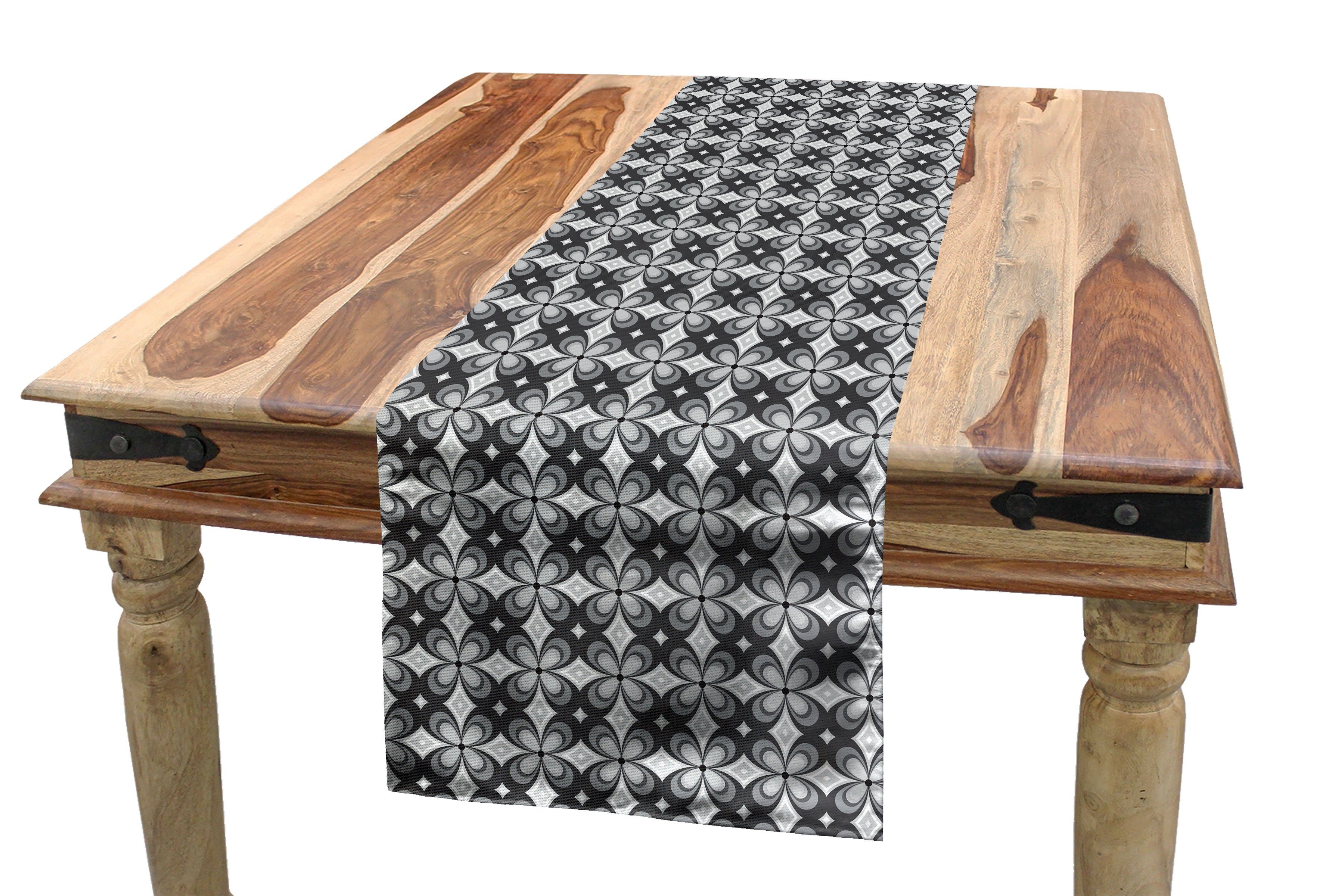 Küche Einfache Esszimmer Retro Tischläufer, Tischläufer Grau Abakuhaus Rechteckiger Dekorativer Blumenmotive