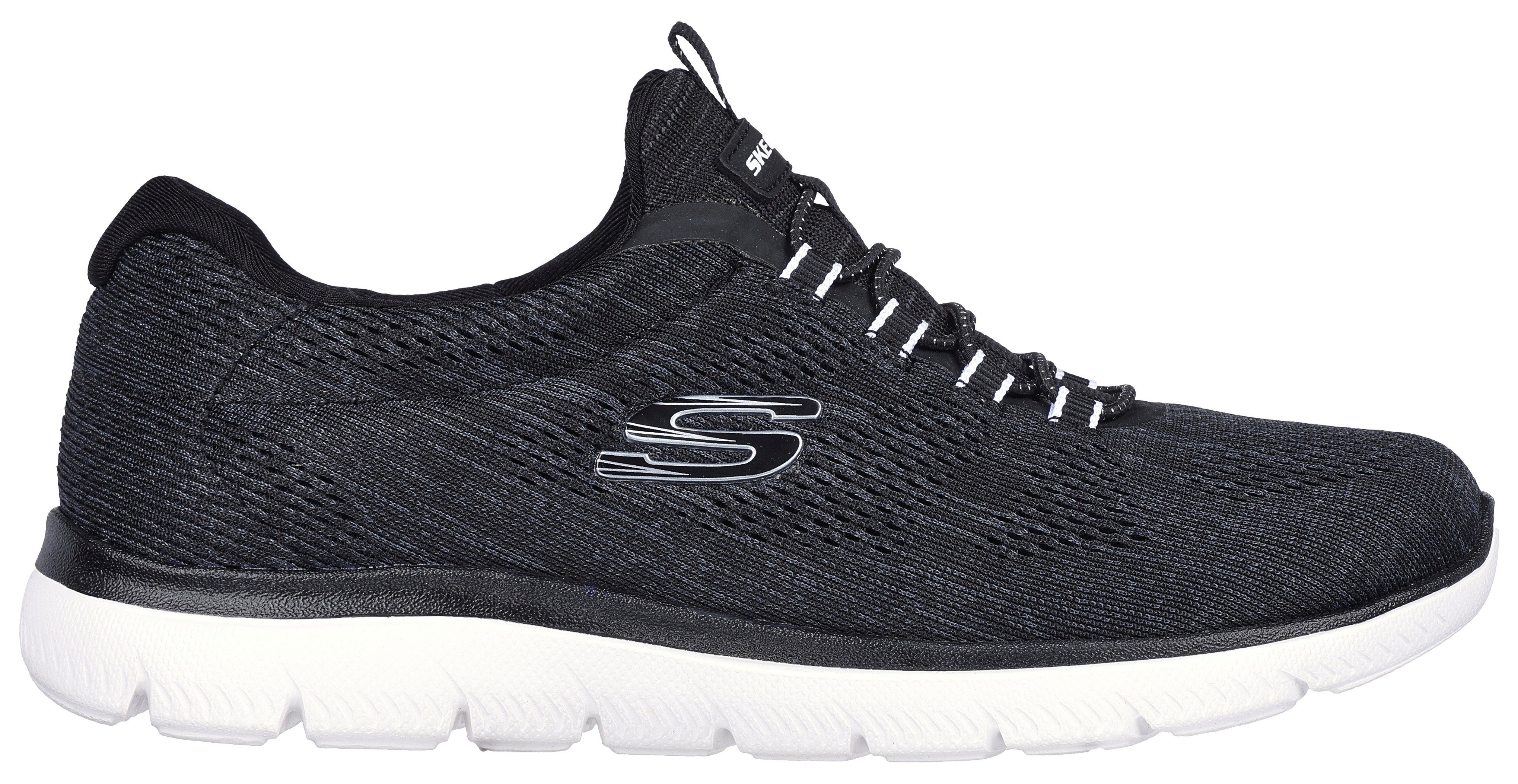 Skechers veganer schwarz-weiß SUMMITS-FUN FLARE Verarbeitung Slip-On Sneaker in