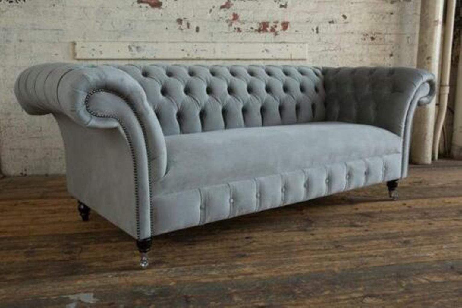 JVmoebel Chesterfield-Sofa Luxus Textilsofa Chesterfield 3-Sitzer Modernes Design Neu, Made in Europe