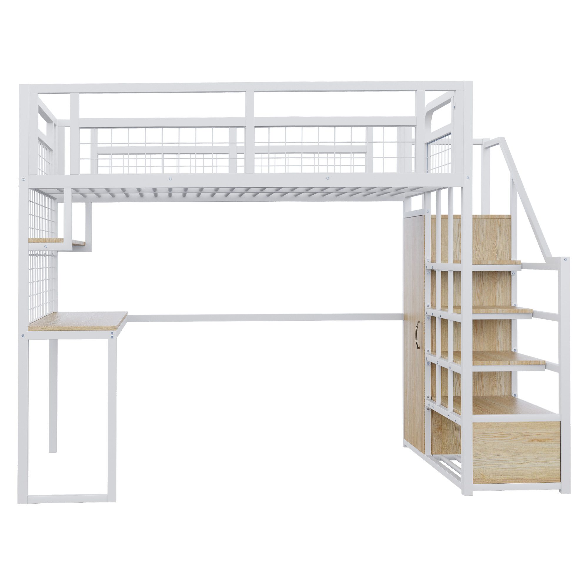 KLAM HOME Hochbett Metall-Hochbett Mit Aufbewahrungsleiter günstig online kaufen