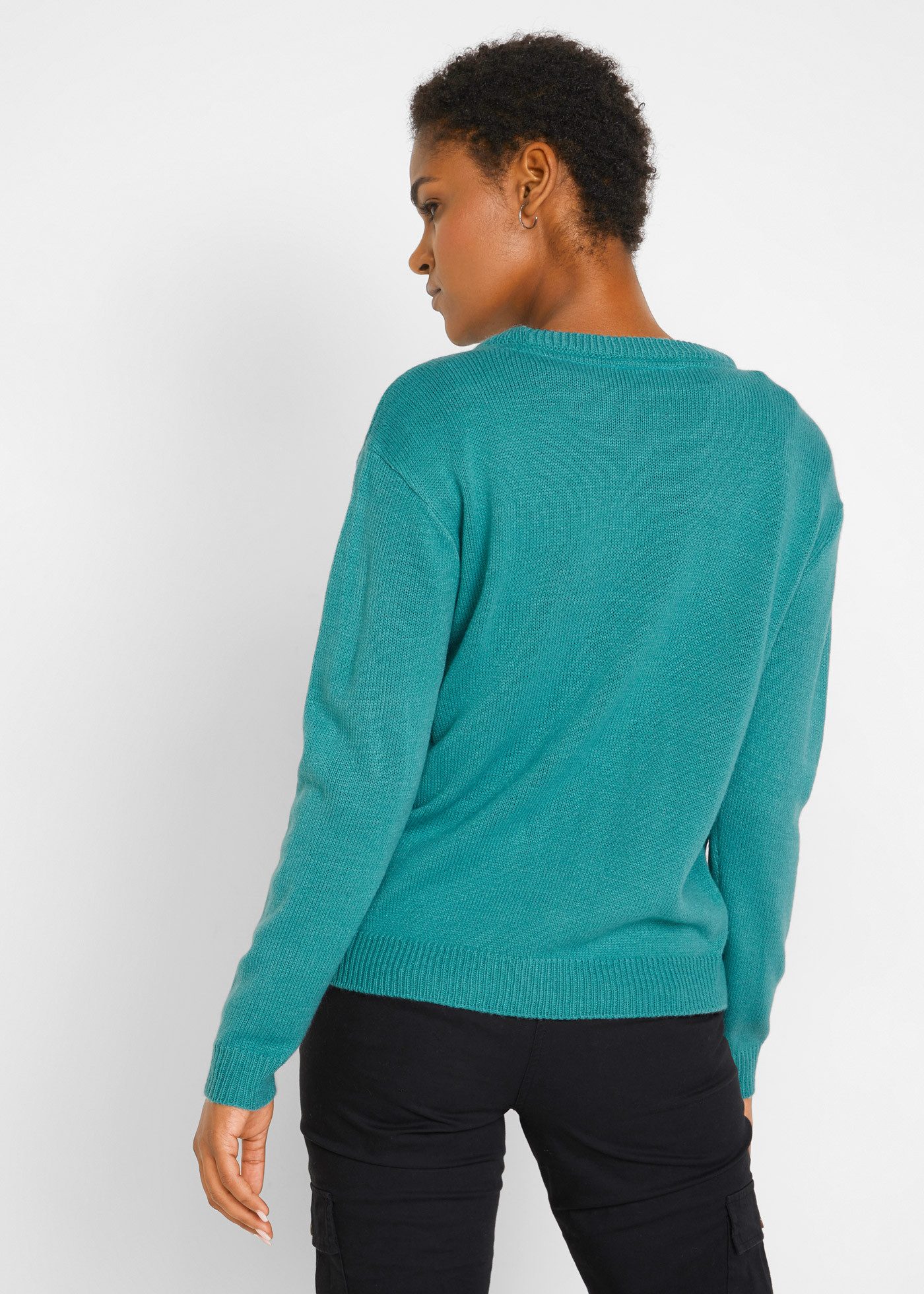 bonprix Strickpullover Strick-Pullover mit Rundhals-Ausschnitt günstig online kaufen