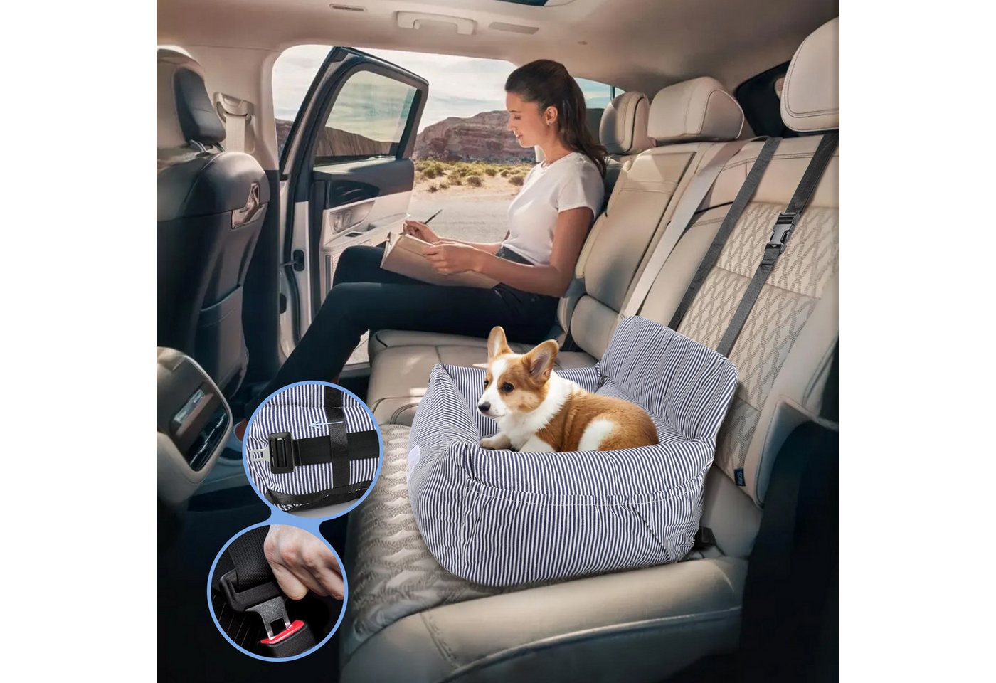 Thumbnail - CALIYO Hunde-Autositz Hundesitz, Autositz für Hunde, Haustier-Autositz, hochwertigem Oxford-Tuch und Polypropylen-Gewebe...
