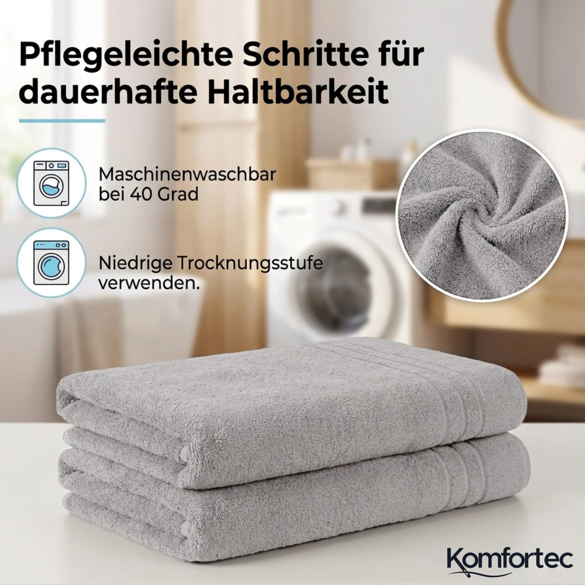 Komfortec Saunatuch 100x200 cm Badetuch aus 100% Baumwolle, Frottee (1-St), extra Große, Schnelltrocknend – Bild 3 von 5