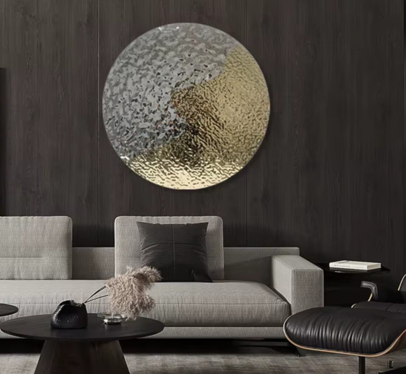 Quality Elegance Metallbild Modernes 3D Wandbild – Handgefertigte Wasserwellen-Kunst aus Edelstahl, 60x60cms