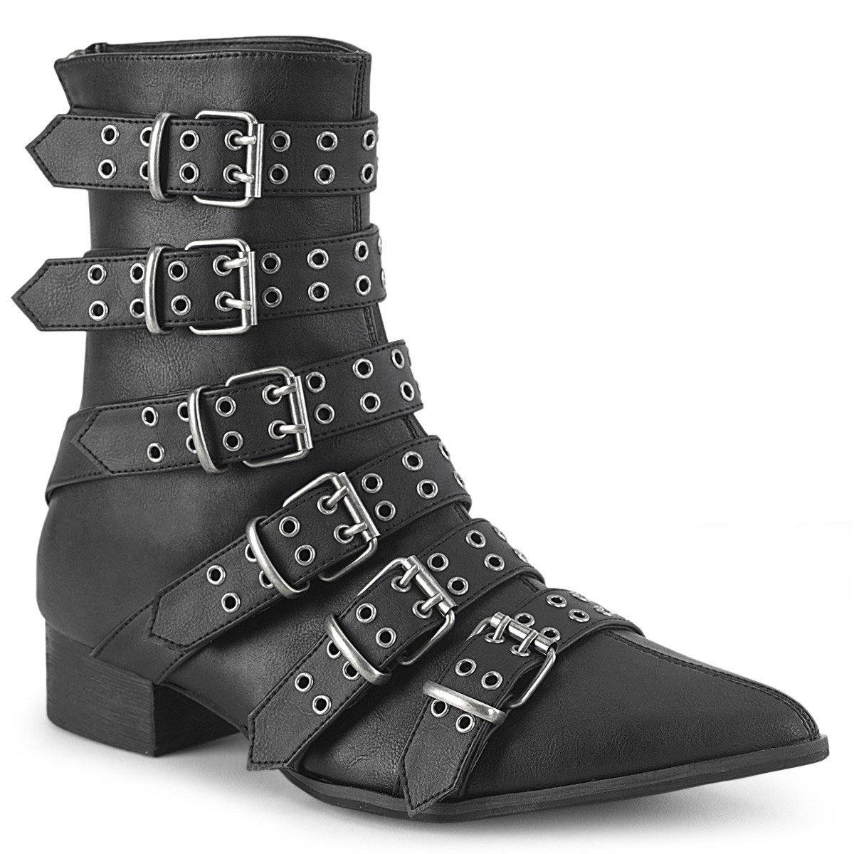 Sale WARLOCK-70 DemoniaCult Unisex Schnallenstiefel Blockabsatz schwar High-Heel-Stiefel
