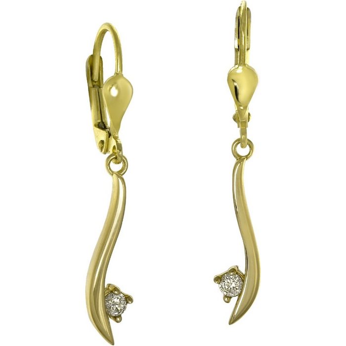 GoldDream Paar Ohrhänger GoldDream Ohrhänger Welle Zirkonia weiß (Ohrhänger) Damen Ohrhänger Welle aus 333 Gelbgold - 8 Karat Farbe: gold weiß
