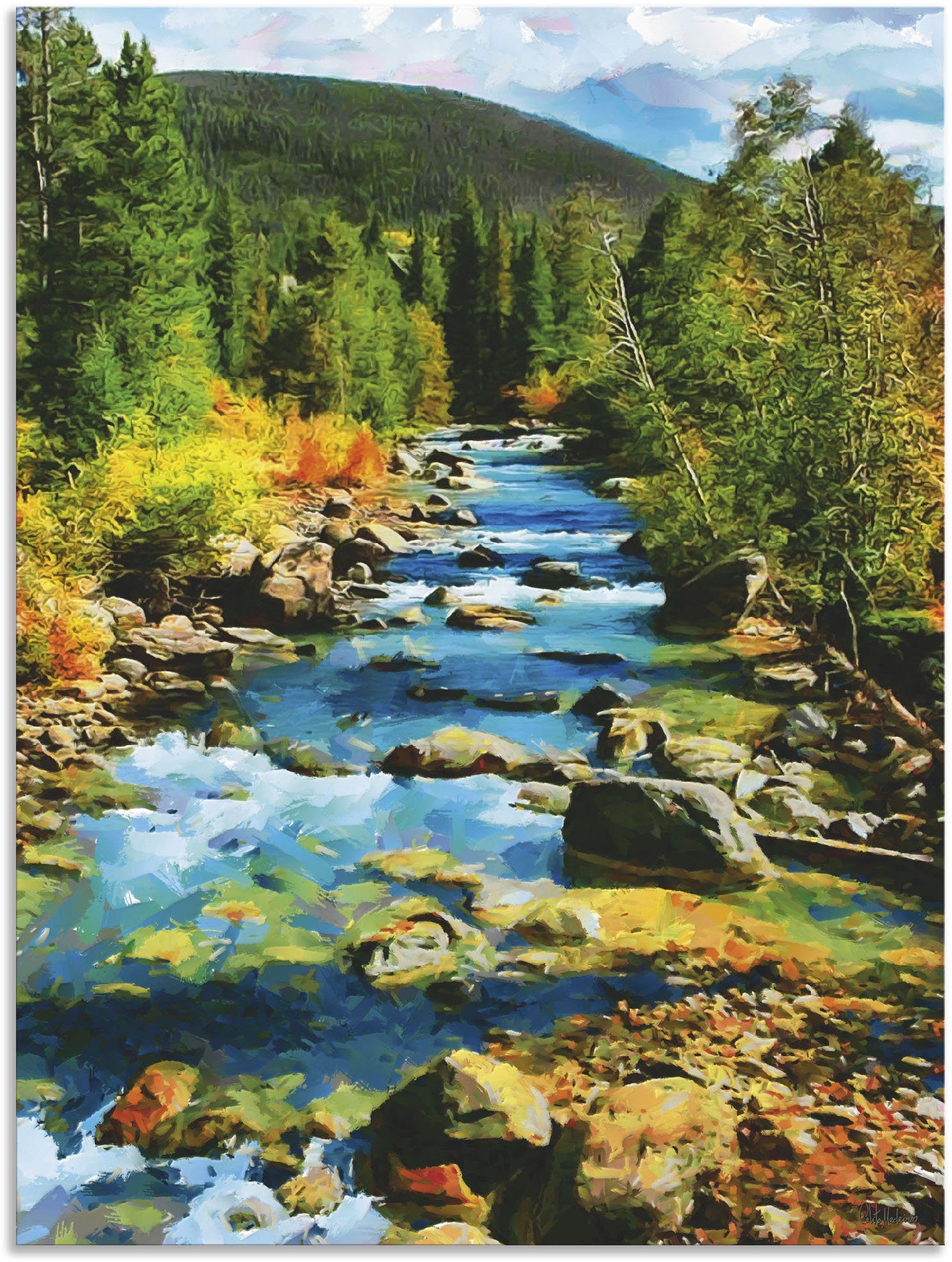 Artland Wandbild Fluss im böhmischen Gebirge, Berge & Alpenbilder (1 St), als Alubild, Leinwandbild, Wandaufkleber oder Poster in versch. Größen
