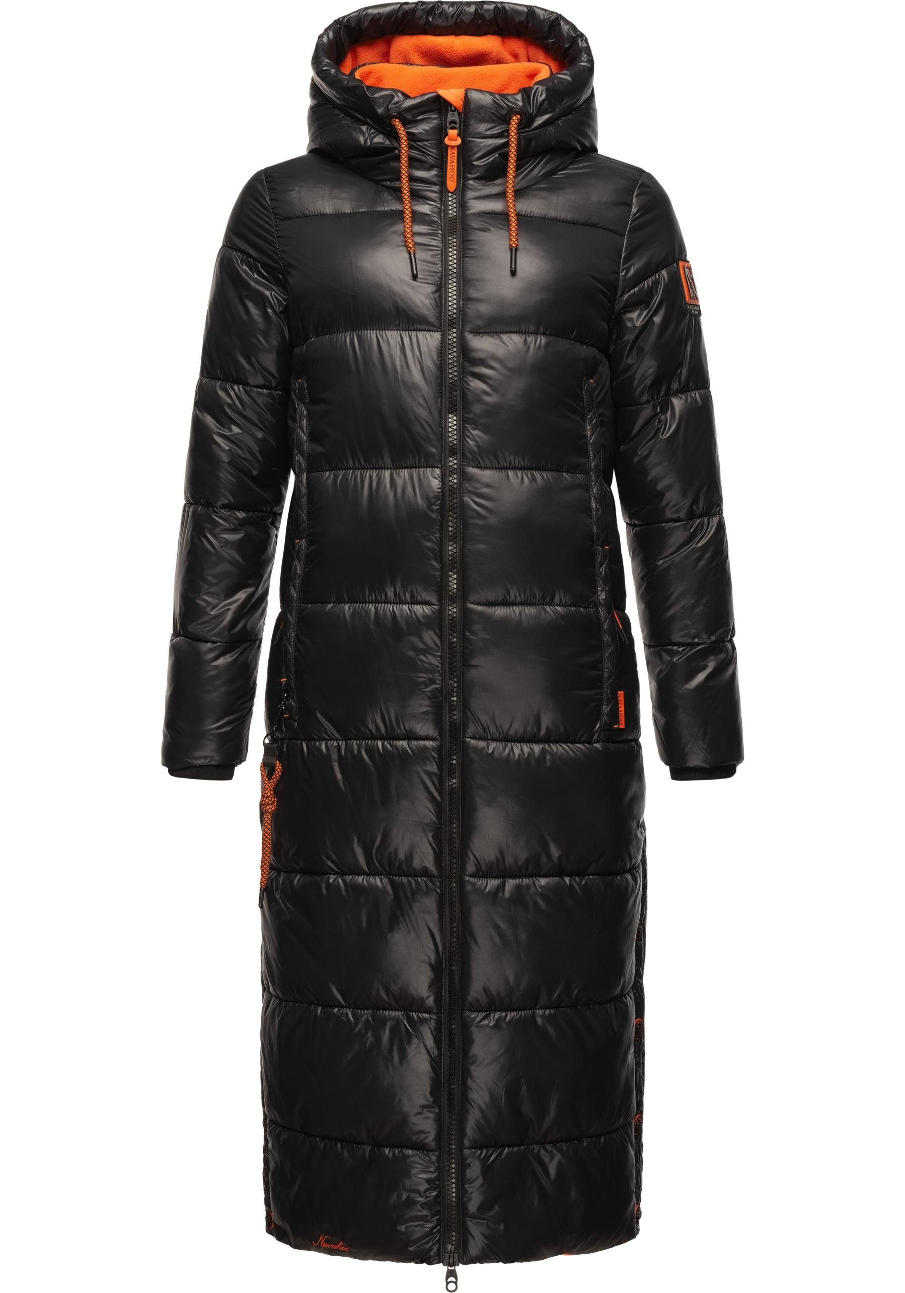 Navahoo Steppmantel Schmuseengel Winter warm Steppjacke gefütterte mit Kontrastdetails schwarz