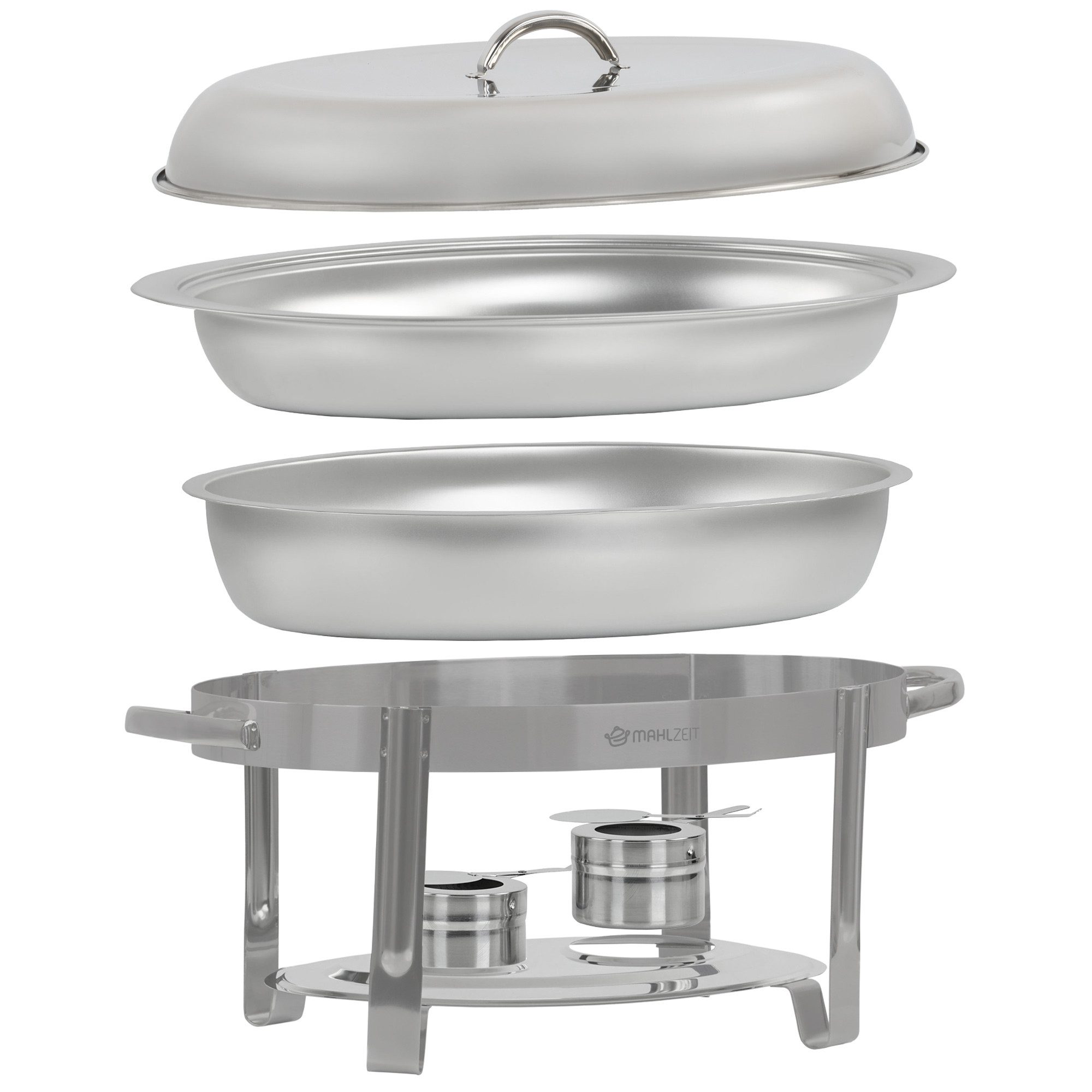 Mahlzeit Speisenwärmer Mahlzeit Edelstahl Chafing Dish oval 5 Liter, Wärmebehälter, Speisenwä, (6-tlg)
