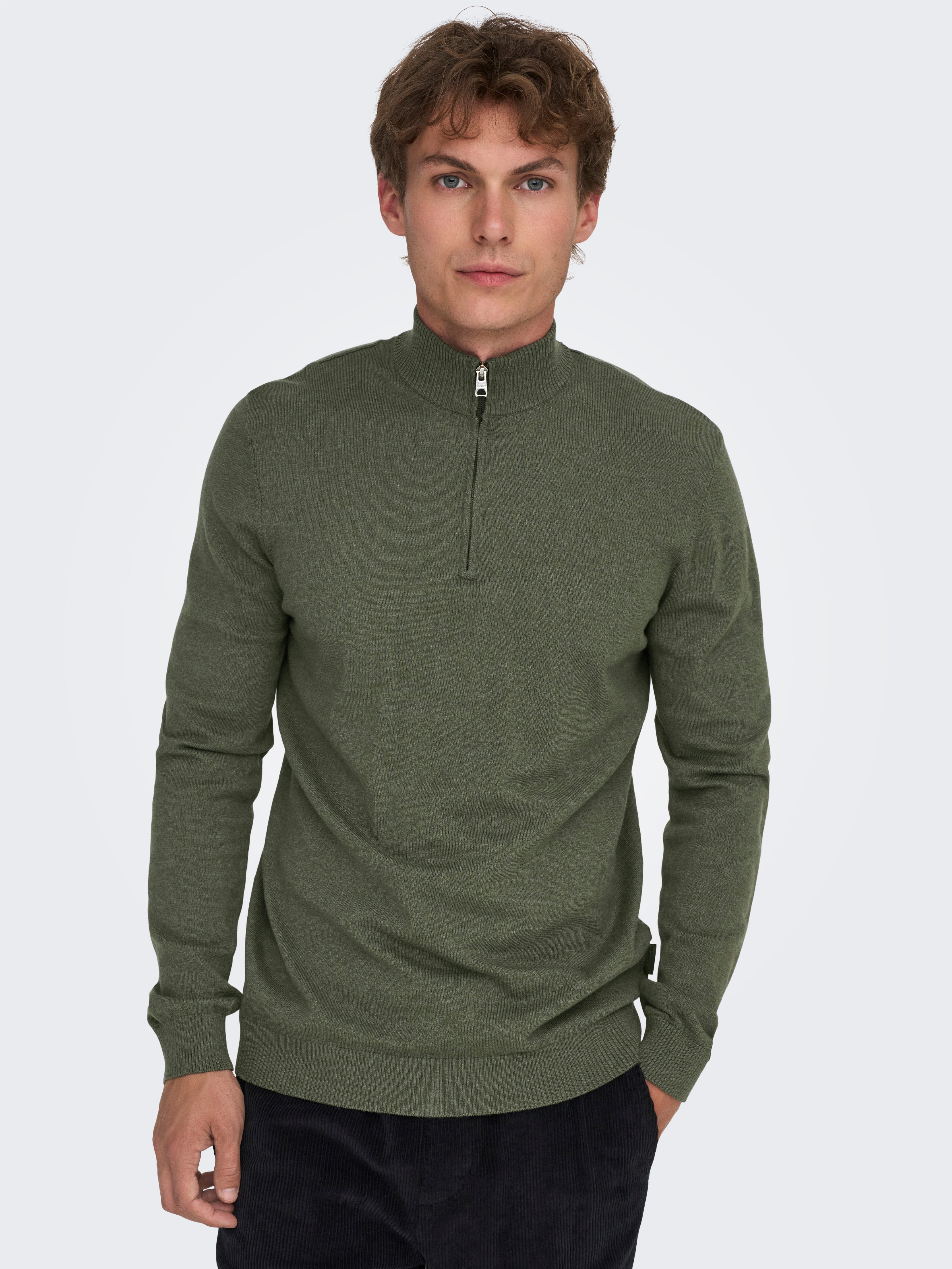 ONLY & SONS Troyer ONSLOUI REG 12 MEL HALF ZIP KNIT NOOS günstig online kaufen