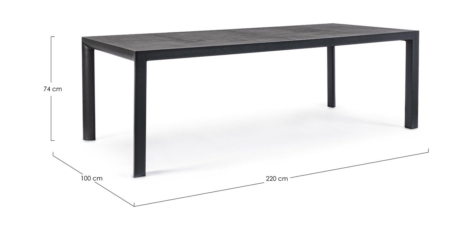 Tischplatte MASON, Bizzotto cm, Aluminium, aus Gartentisch Witterungsbeständig Keramik, Anthrazit, 100 220 x