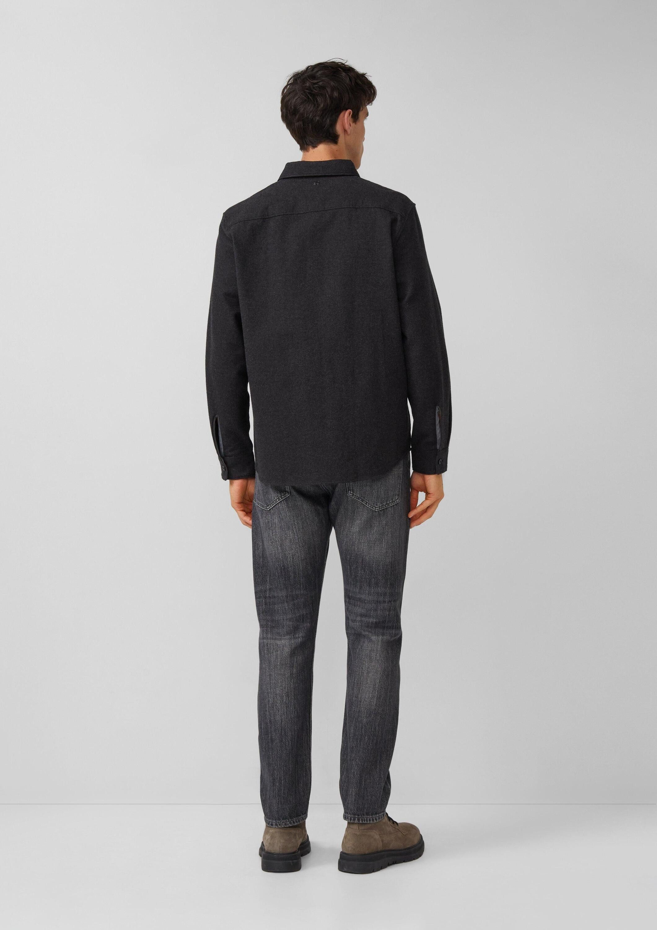 s.Oliver Hemdjacke Hemd Regular Fit: Baumwollhemd in Woll-Melange-Optik