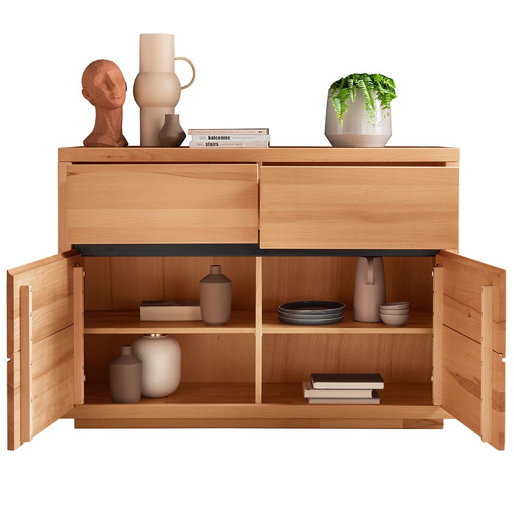 Lomadox Sideboard WINCHESTER-69, Wohnzimmerschrank Kommode 120 cm breit modern in massiver Buche