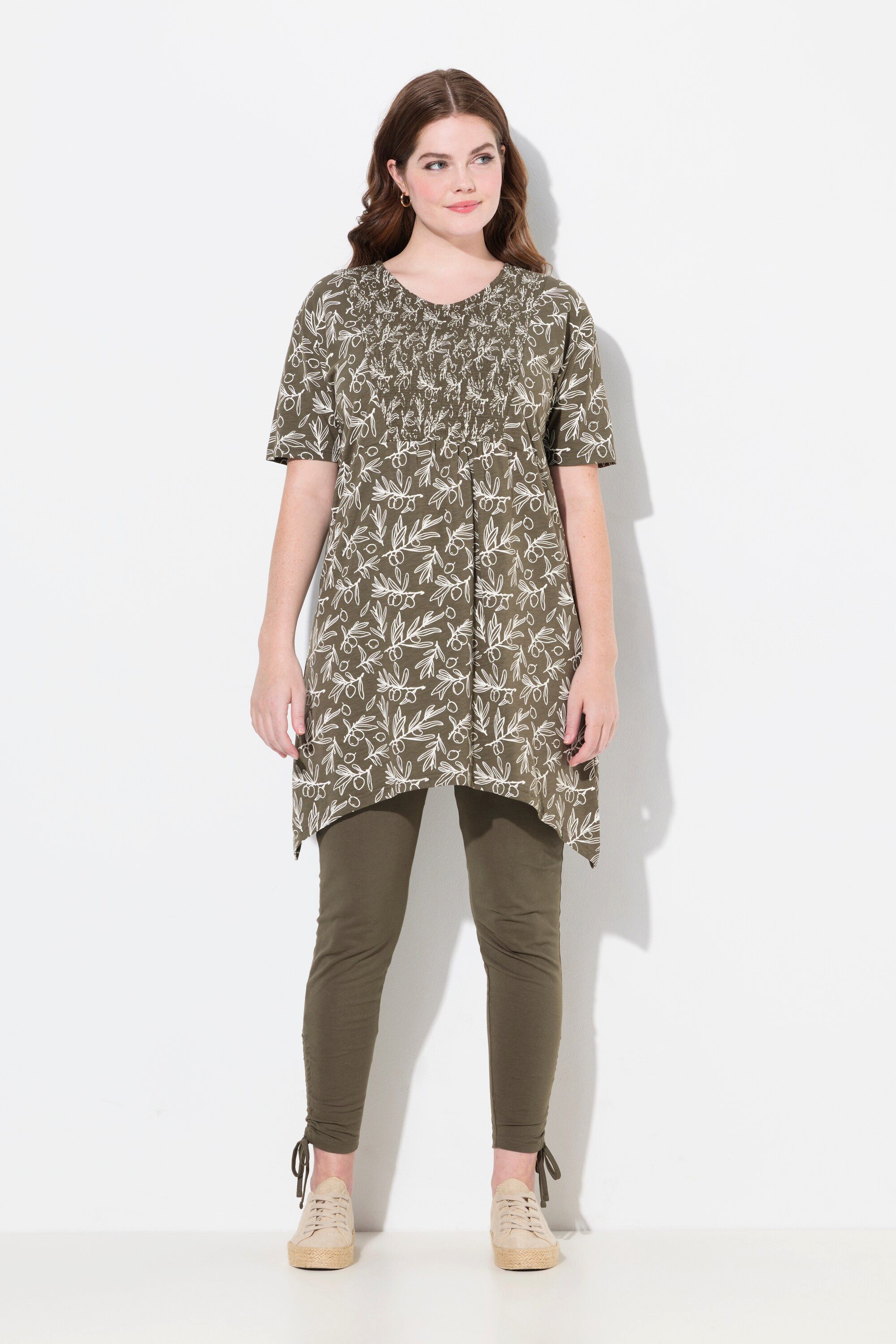 Ulla Popken Longshirt Longshirt A-Linie V-Ausschnitt günstig online kaufen
