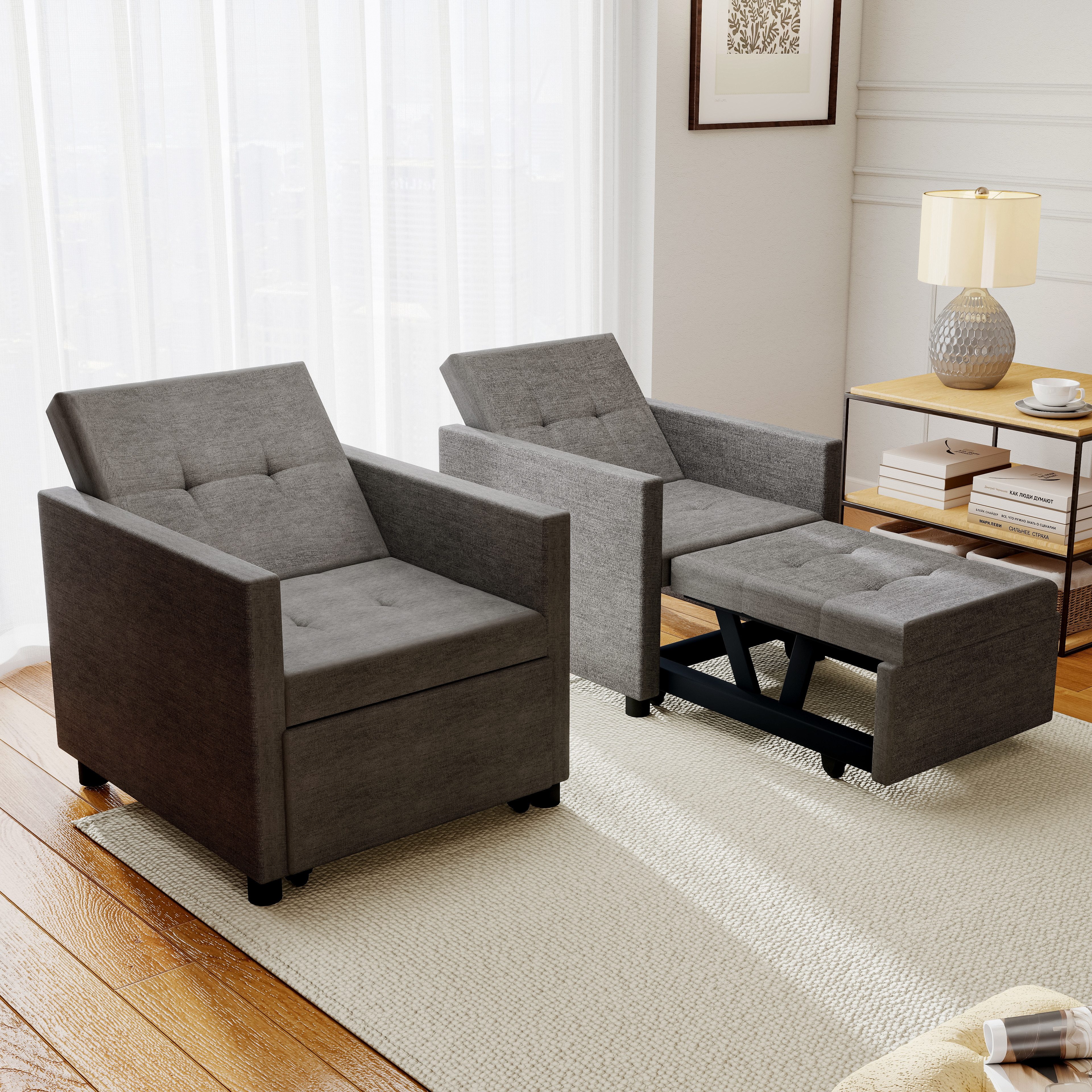 oyajia Schlafsofa Relaxsessel mit Liegefunktion,Sofabett,verstellbar Rückenlehne Daybett, Polsterbett Multifunktion-Schlafsofa mit verstellbarer Rückenlehne, Ergonomisch, Max. bis 180KG