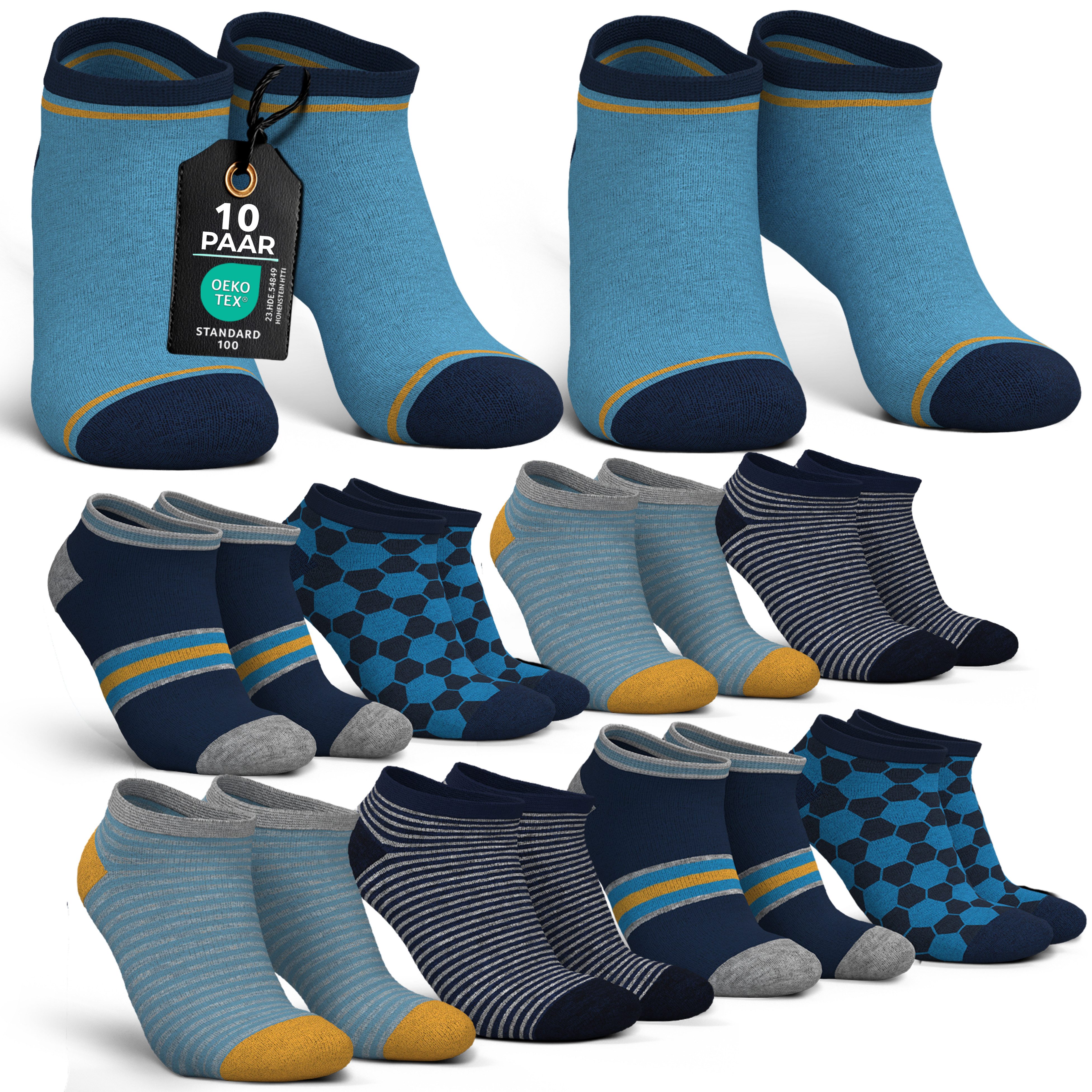 MEDOLY Sneakersocken für Kinder (10 Paar) Socken Mädchen & Jungen, aus 72% Baumwolle - ohne einschneidenden Bund