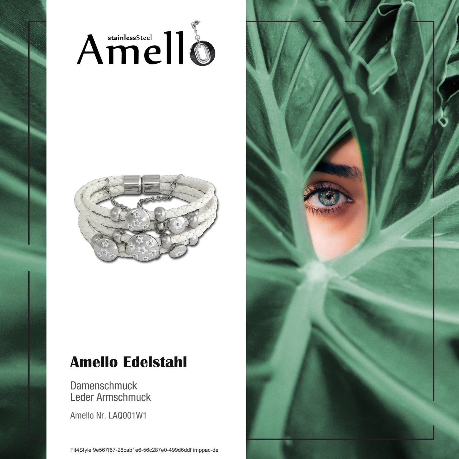Amello Edelstahlarmband Amello Armband Damen (Armband), Damen Frauen Farbe: weiß, Steel), Edelstahl weiß Armband (Stainless grau grau