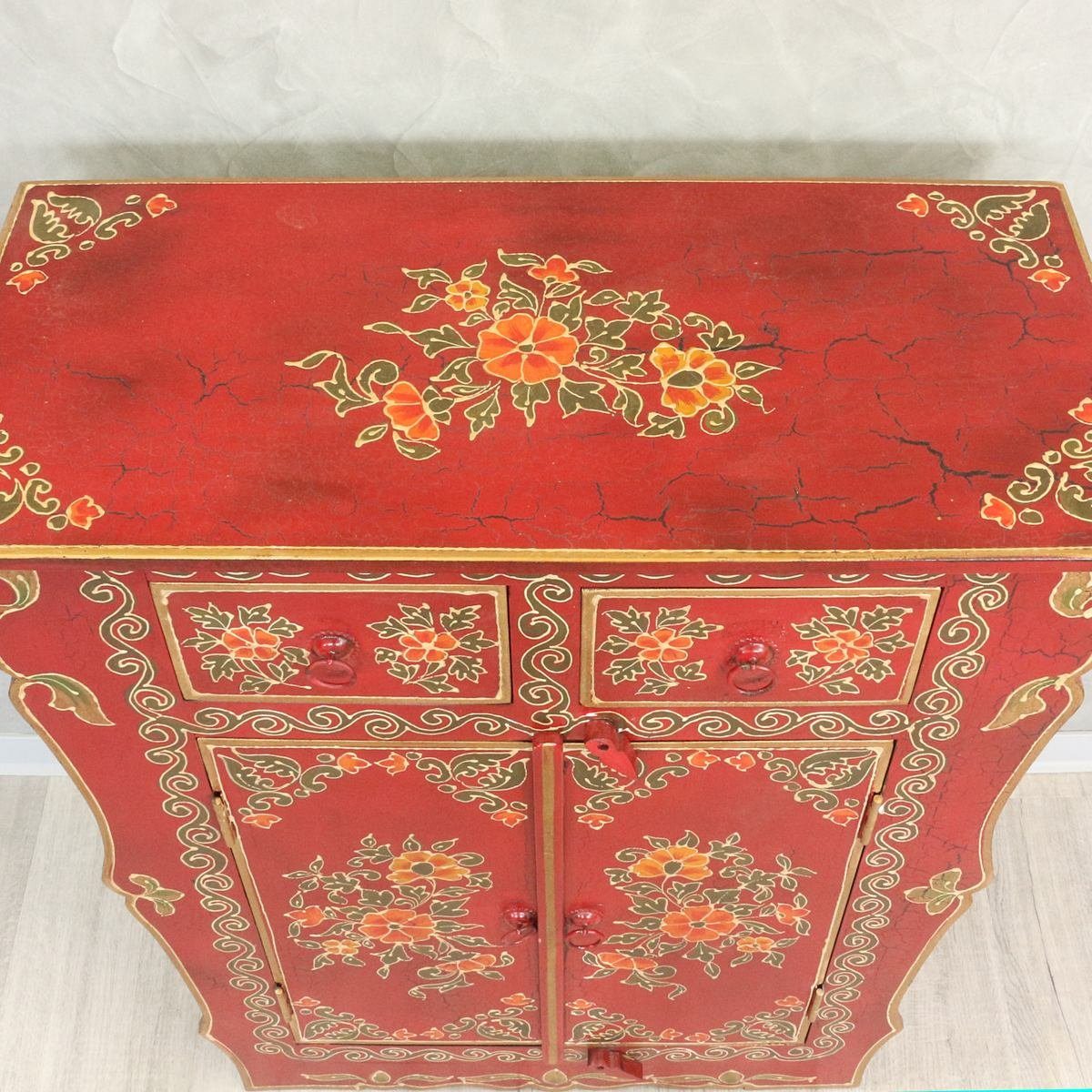 Oriental Galerie Handarbeit Rot 90 cm Blumen Methok Wandschrank Mehrzweckschrank