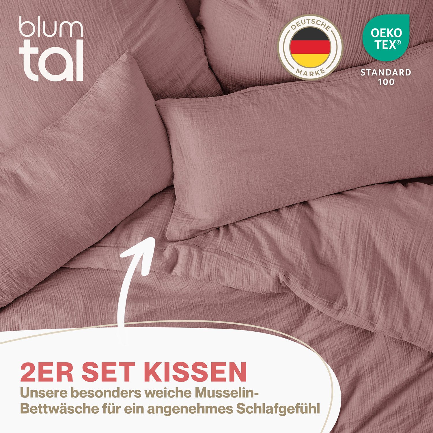 Blumtal Kissenbezug Musselin Kissenbezug - Oeko-TEX zertifiziertes Musselin günstig online kaufen