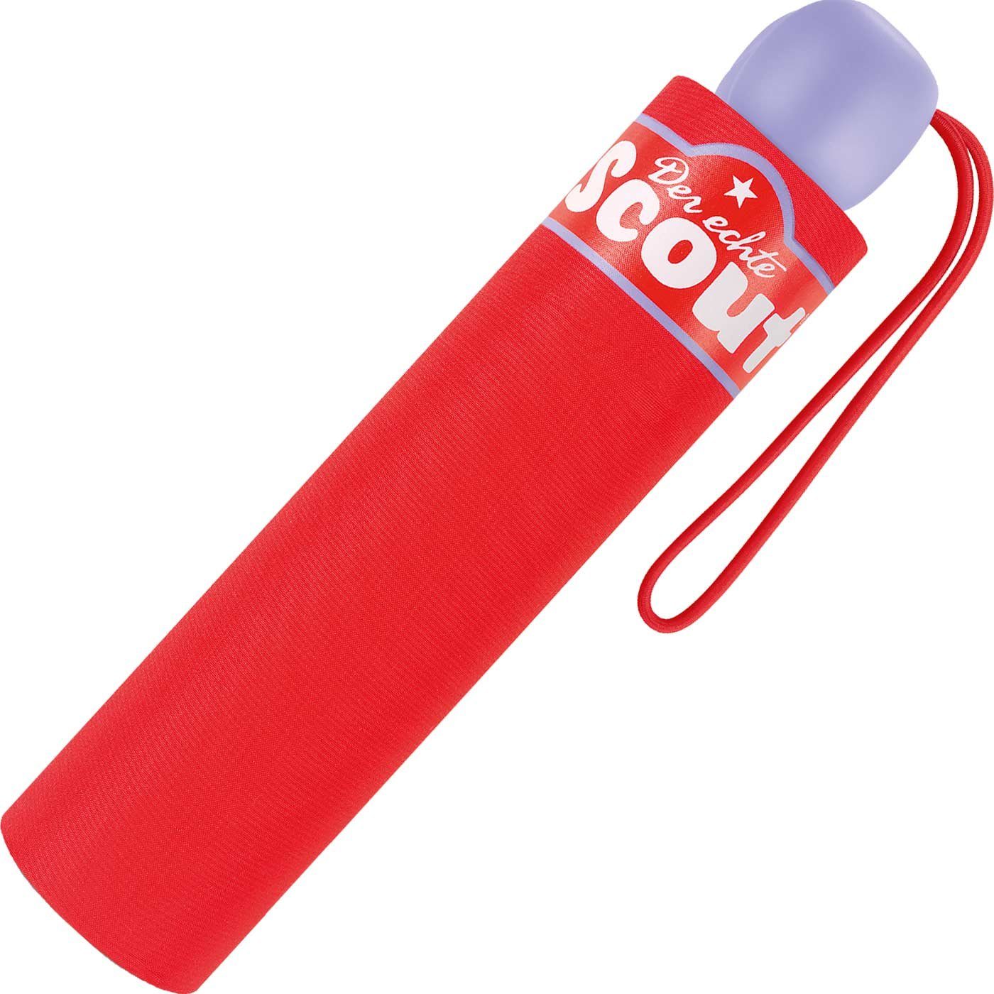 Scout Taschenregenschirm Basic reflektierend, Kinderschirm Mini rot leicht