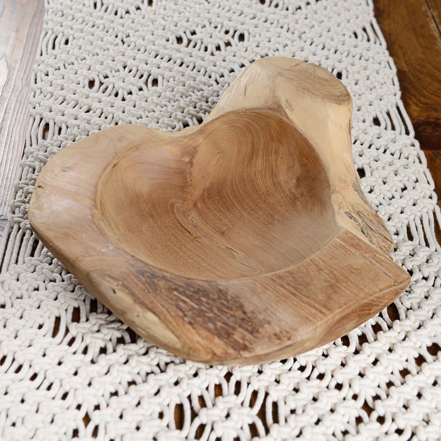 wohnfreuden Dekoschale Holzschale Deko Teak 35 cm geschliffen, 1043 günstig online kaufen