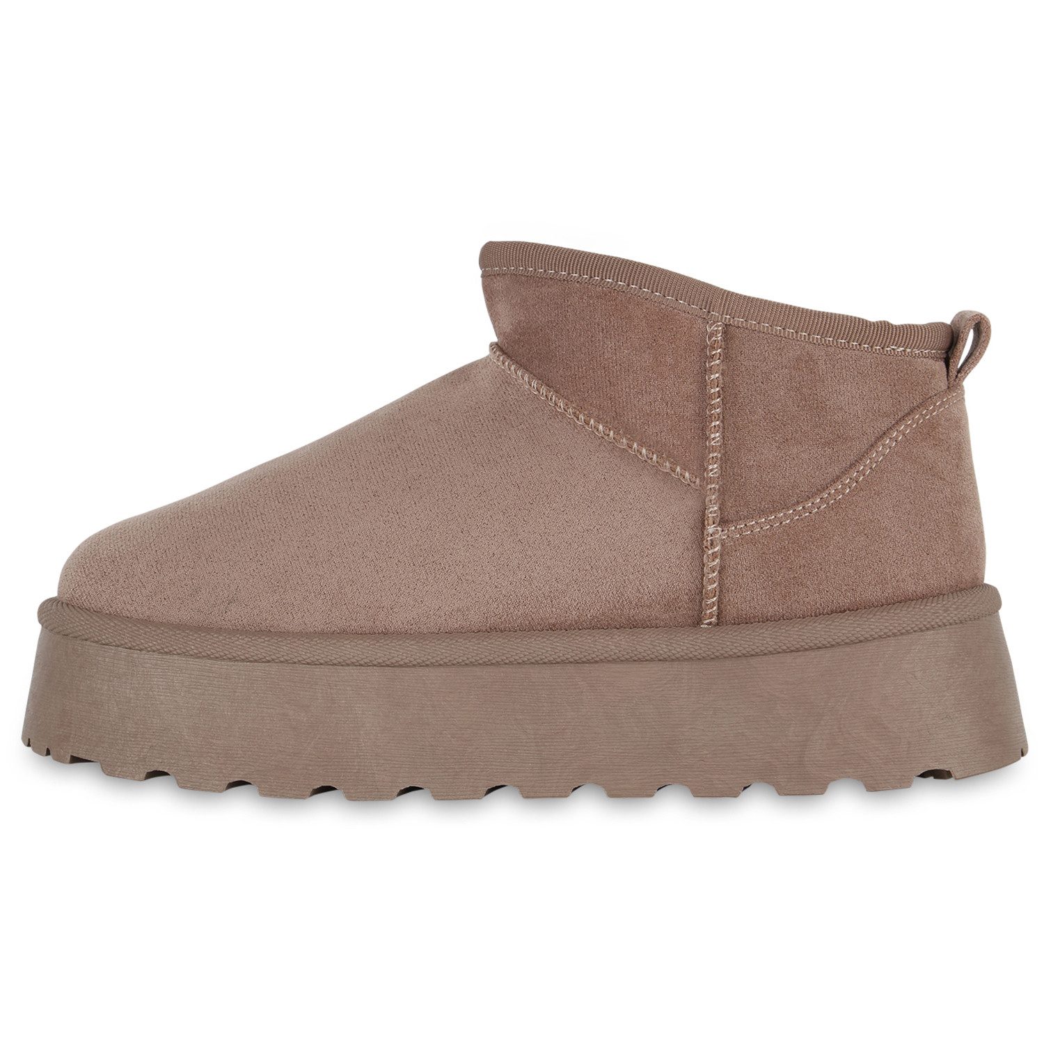 VAN HILL 840622 Plateaustiefelette Damen Warm Gefütterte Plateau Boots Profil-Sohle Winter
