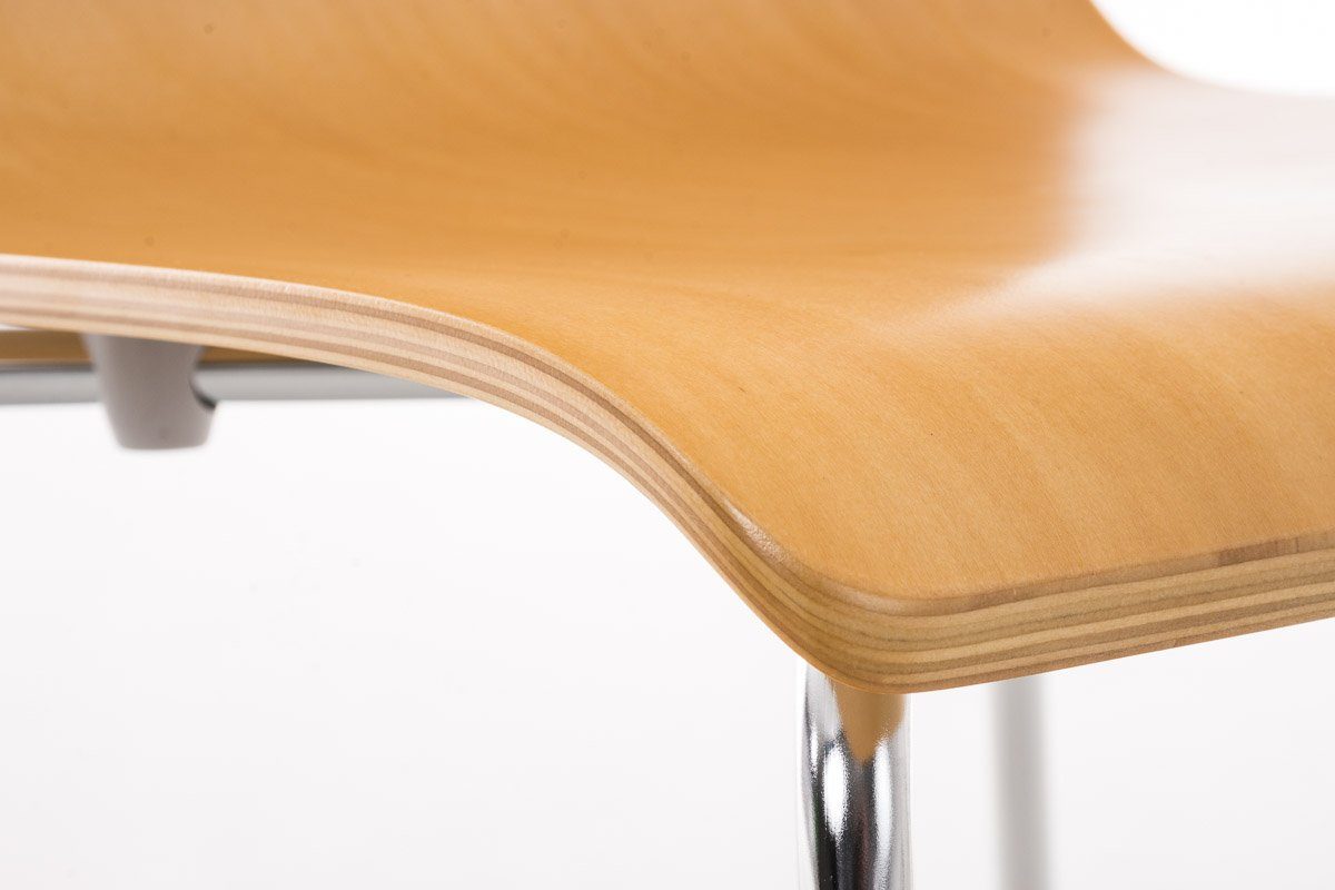 TPFLiving Besucherstuhl Peppo mit ergonomisch Holz - Gestell: geformter Konferenzstuhl Natura Messestuhl), Sitzfläche Metall - Warteraumstuhl chrom - (Besprechungsstuhl - Sitzfläche
