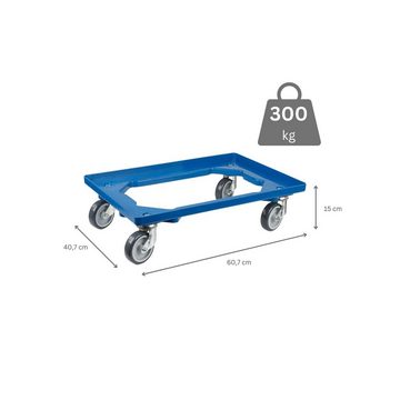 PROREGAL® Stapelbox SparSet 10x Eurobehälter geschlossenem Griff Transportroller Blau, 15L