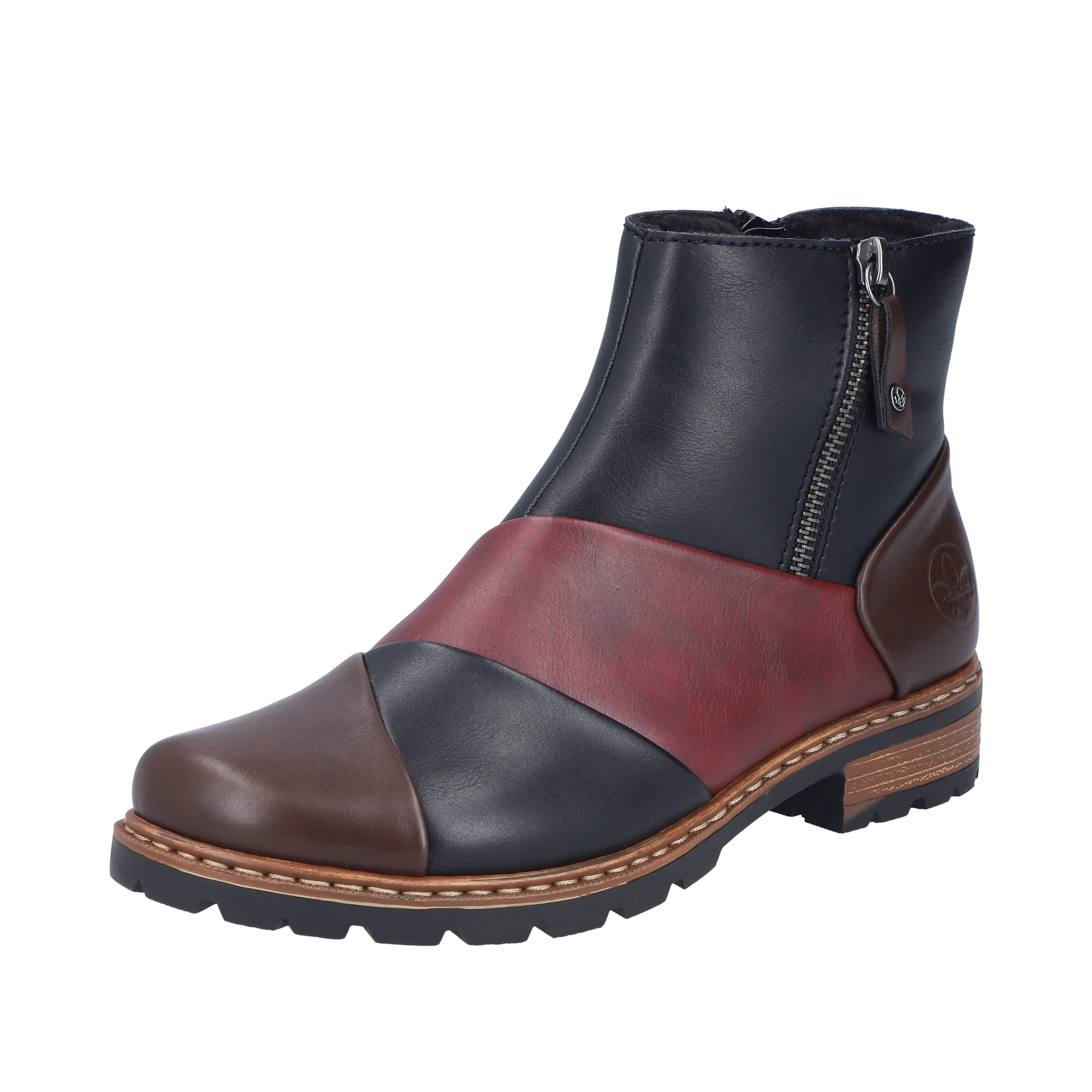 Rieker Winterboots Stiefelette in aktueller Patchwork-Optik, Warmfutter