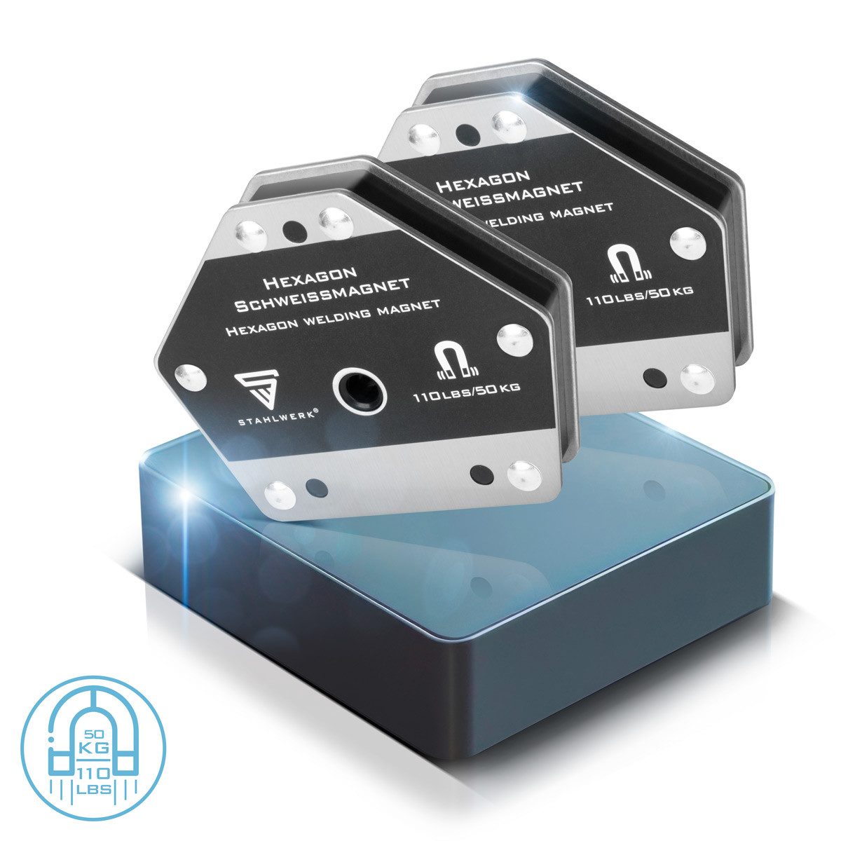 STAHLWERK Elektrowerkzeug-Set Hexagon Schweißmagnet Leistungsstarker Magnet für