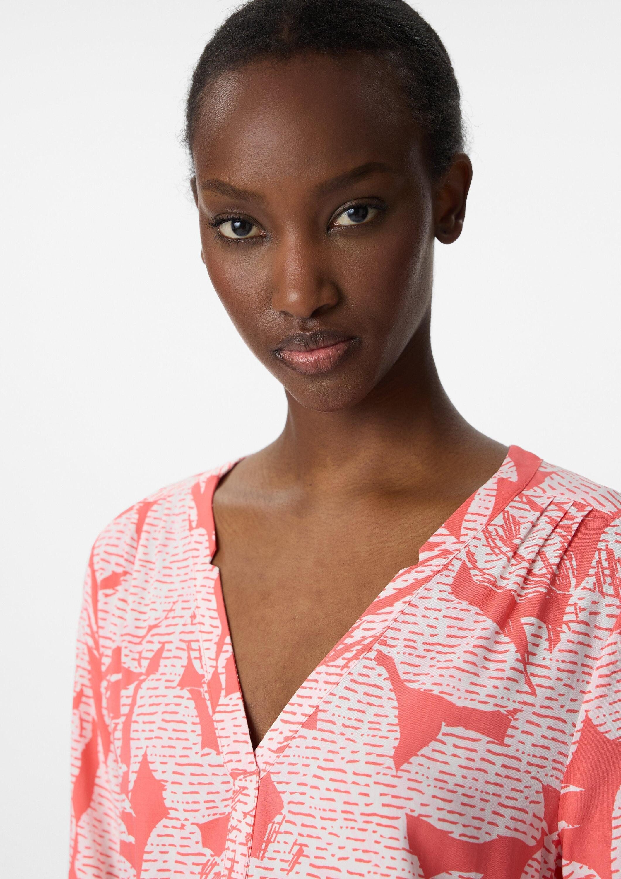 comma Kurzarmbluse Bluse Gemusterte Bluse mit 3/4-Ärmeln