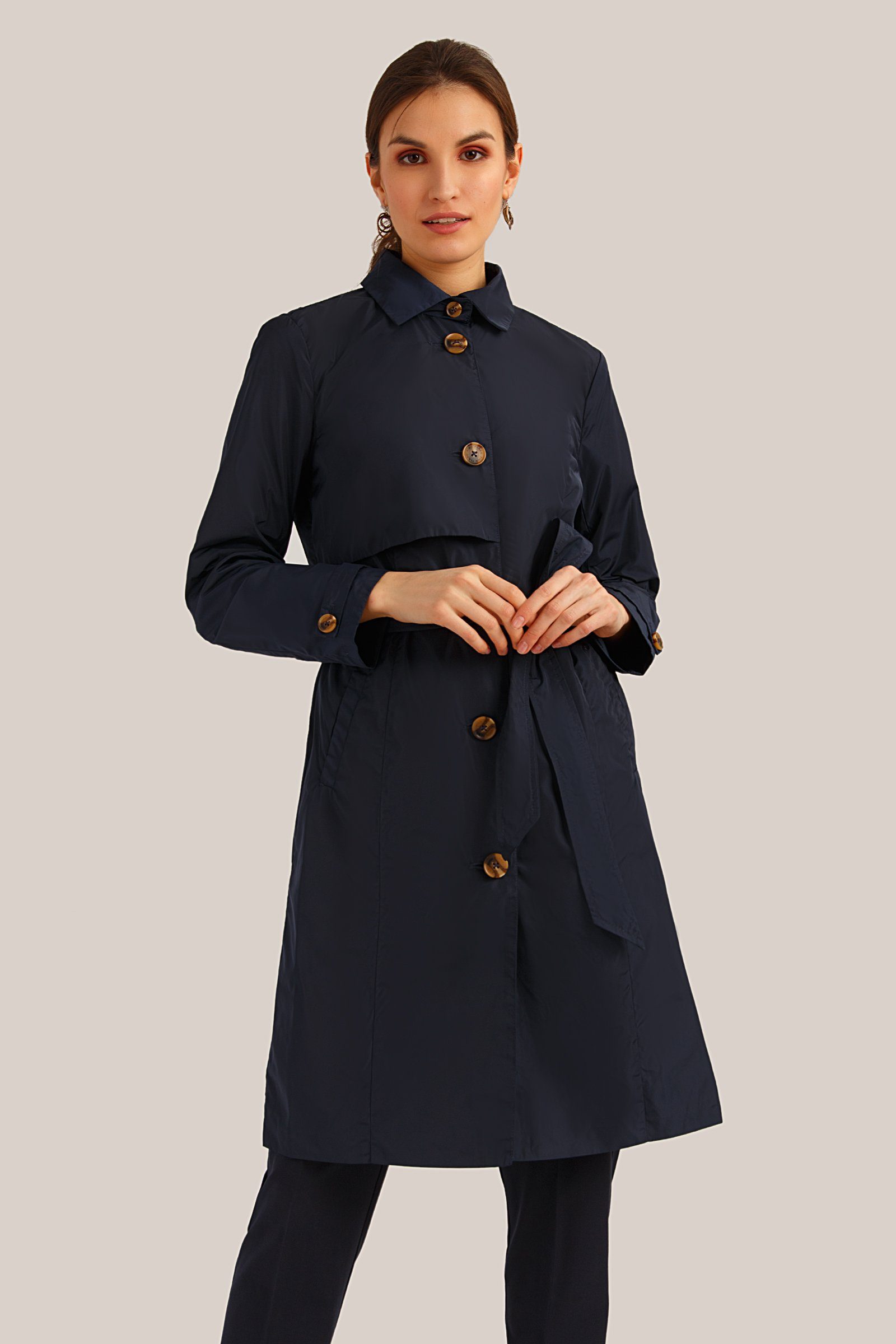 Finn Flare Trenchcoat Basic mit Bindegürtel