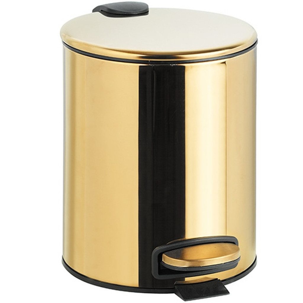 BRILLANTBAD® Mülleimer BILLO Abfalleimer Edelstahl Gold poliert für Bad Küche >> Freistehend