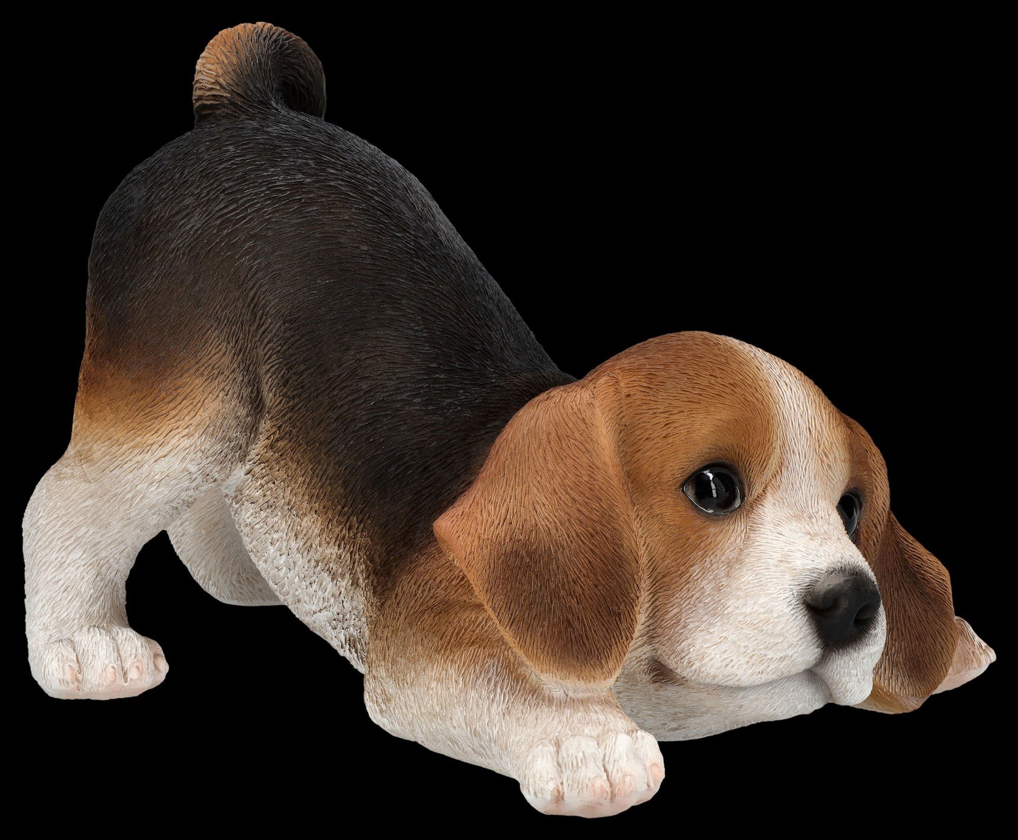Figuren Shop GmbH Tierfigur Hundefigur - Beagle Welpe will spielen - Hund Dekofigur Dekoration