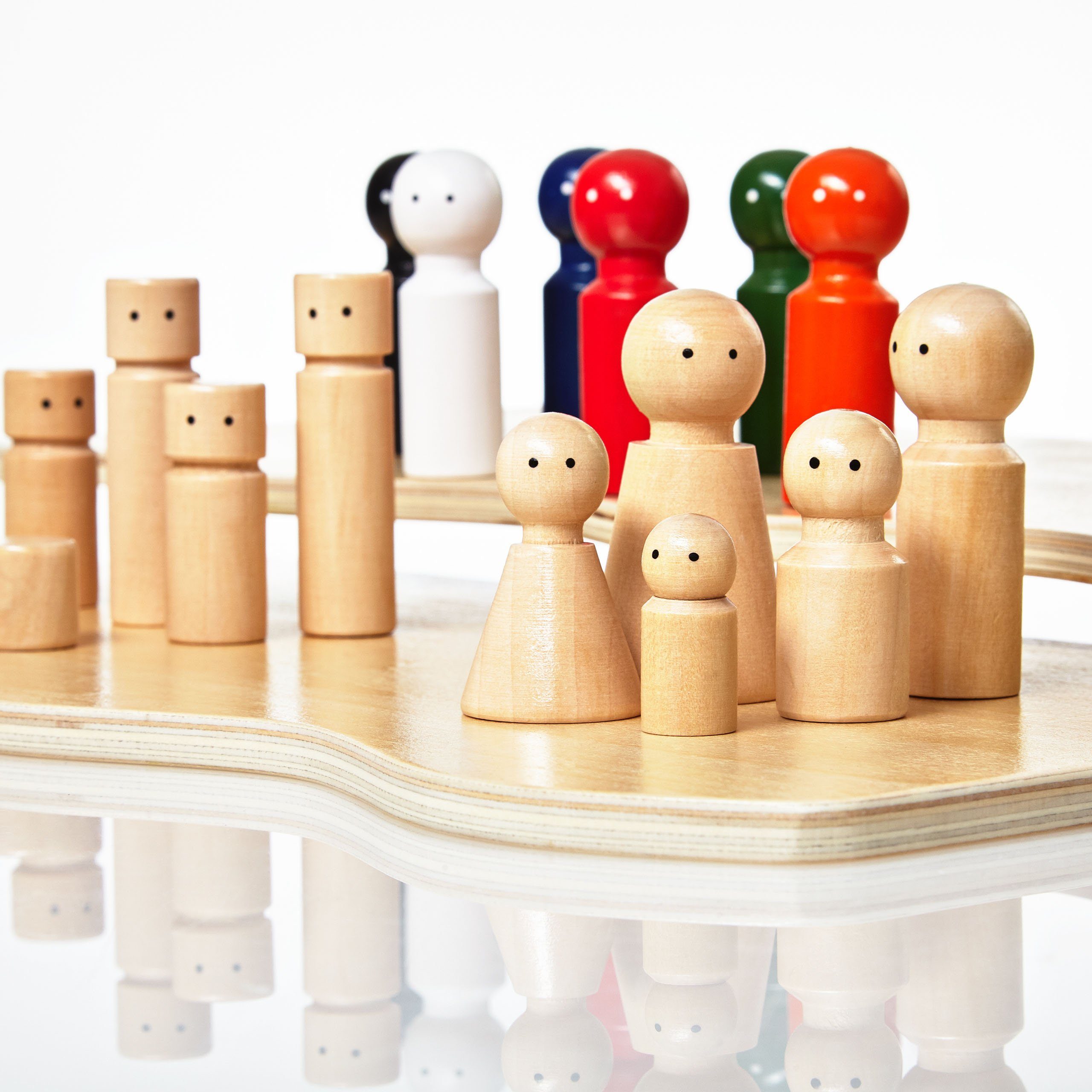 Lumaland Familienbrett Set Holz Konstruktionsspielsteine, (32 St), therapeutisches Hilfsmittel Coaching Familientherapie