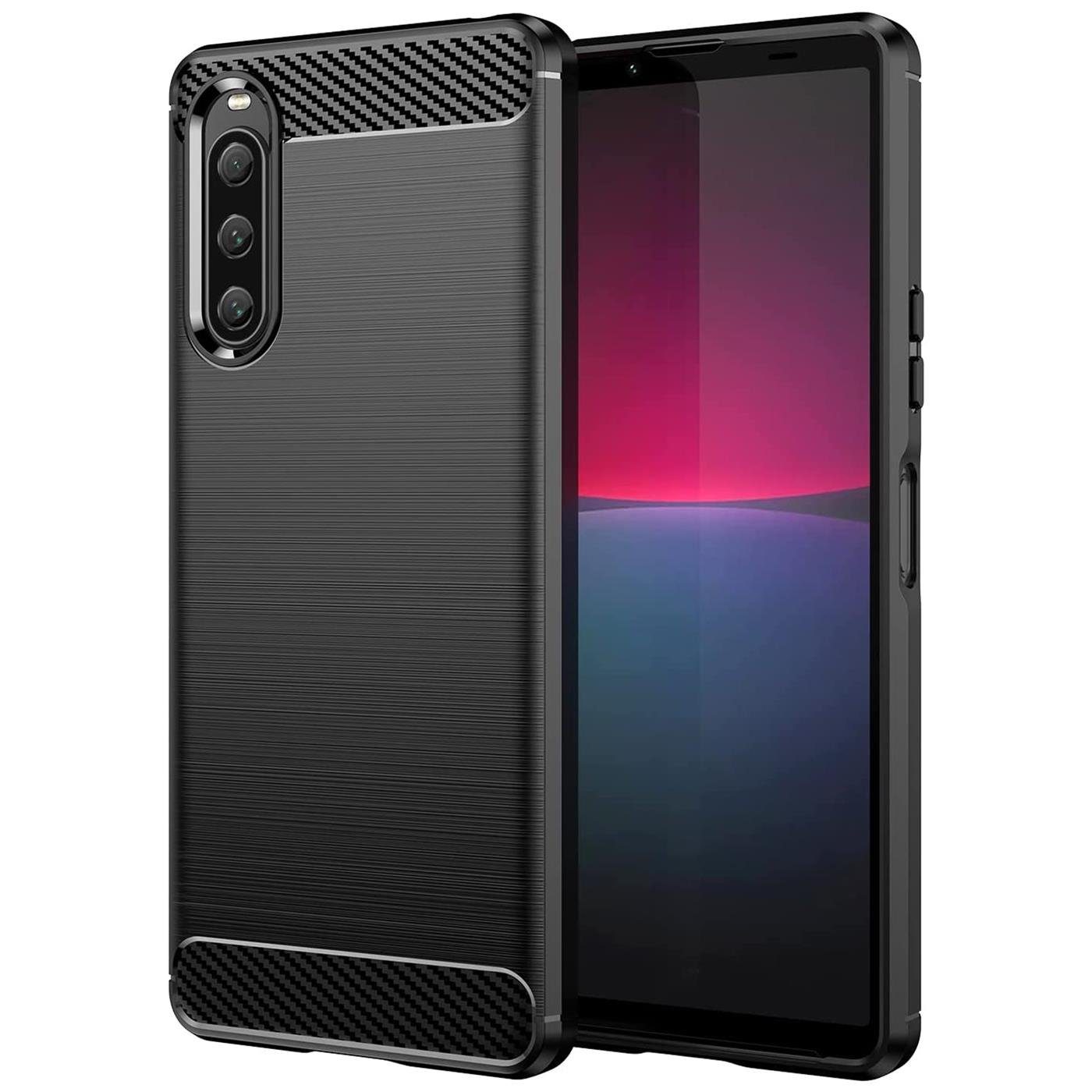 CoolGadget Handyhülle Carbon Handy Hülle für Sony Xperia 10 V 6,1 Zoll, robuste Telefonhülle Case Schutzhülle für Xperia 10 V 2023 Hülle