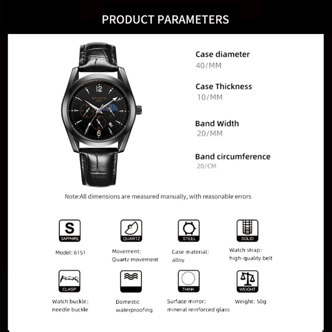 ibettertec Quarzuhr Quarzuhr, Armbanduhr Herrenuhr, Multifunktionsuhr, (Leder Armbanduhr, Chronograph Herrenuhr), Herrenuhr, Echtes Lederarmband, Leuchtzeiger, Lederarmband