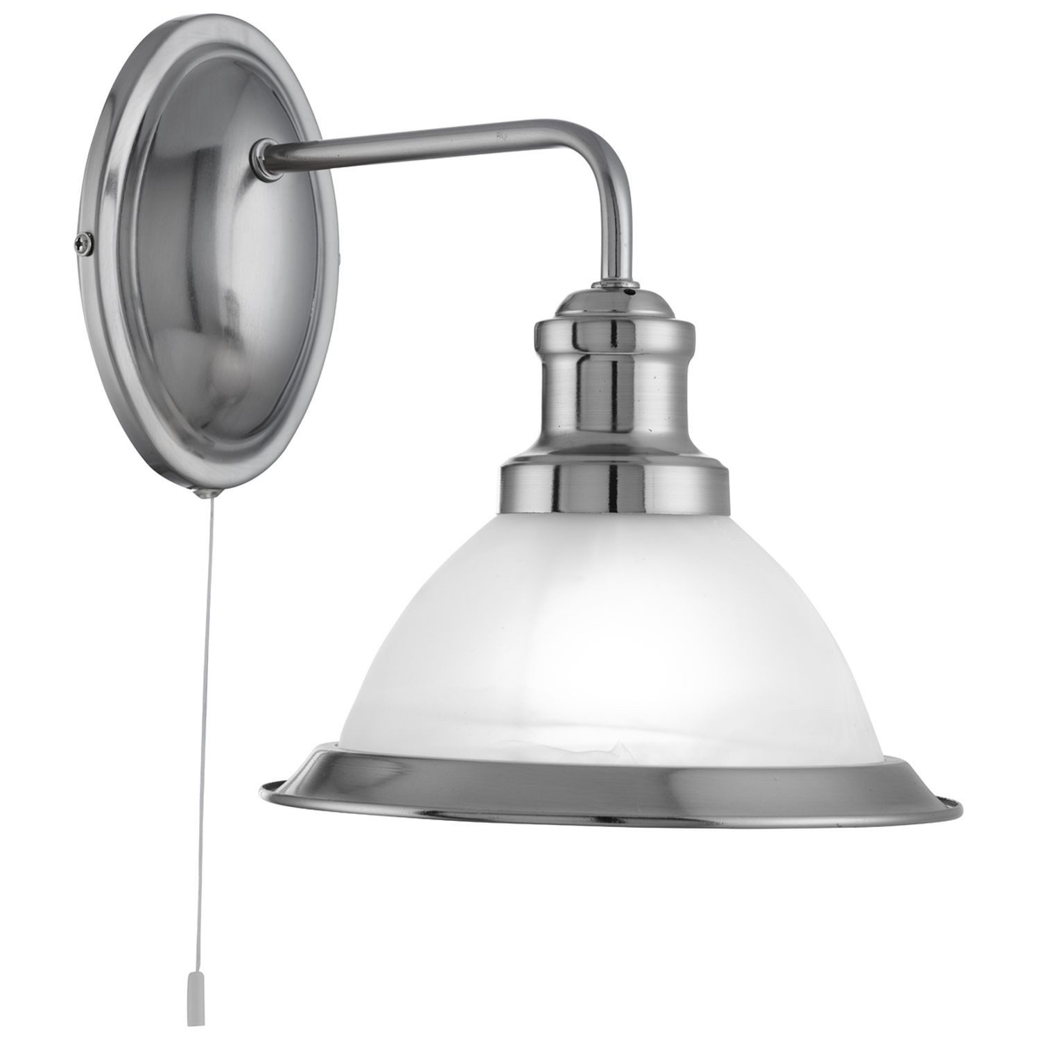 Licht-Erlebnisse Wandleuchte BAMBERG, ohne Leuchtmittel, Silber Weiß E27 Zugschalter Metall Glas B:20 cm Jugendstil