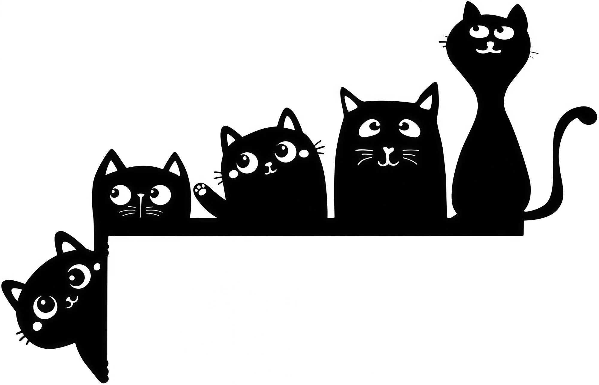 FOUORTUNATE-BEE Dekoobjekt Schwarze Katzen-Silhouette als Türrahmen-Deko, Katzen-Türdeko für Haustür, Bad, Schlafzimmer & Café