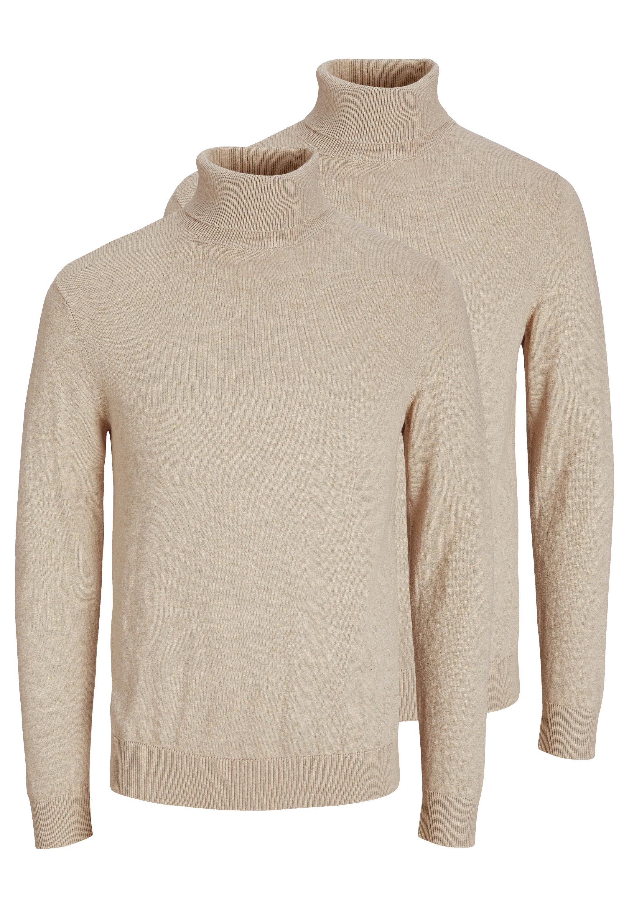 Jack & Jones Rollkragenpullover 2er Pack Emil Knit (Spar-Set, 2-tlg) Pullover - Baumwolle - Atmungsaktiv - Weicher Rollkragen Komfort