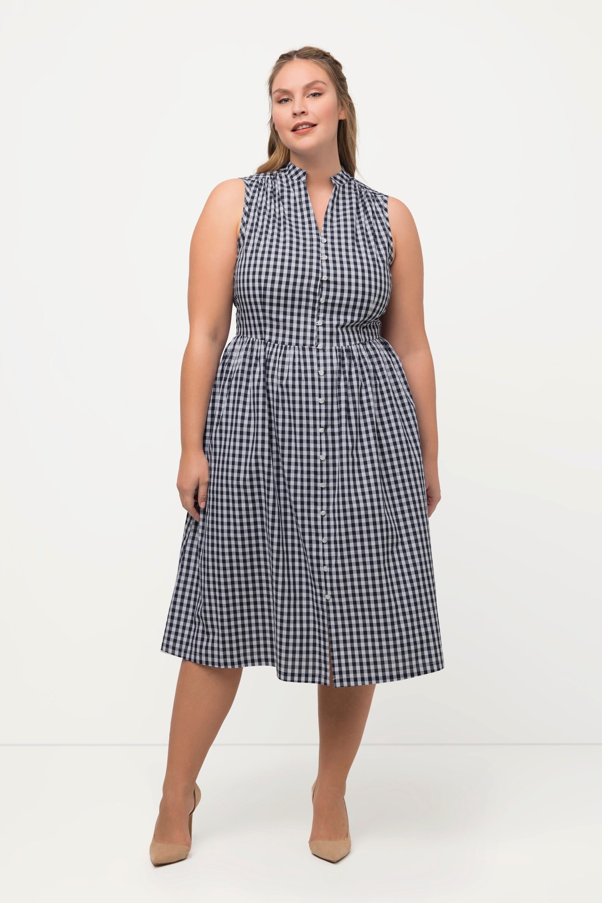 Ulla Popken Midikleid Trachtenkleid Karo V-Ausschnitt günstig online kaufen