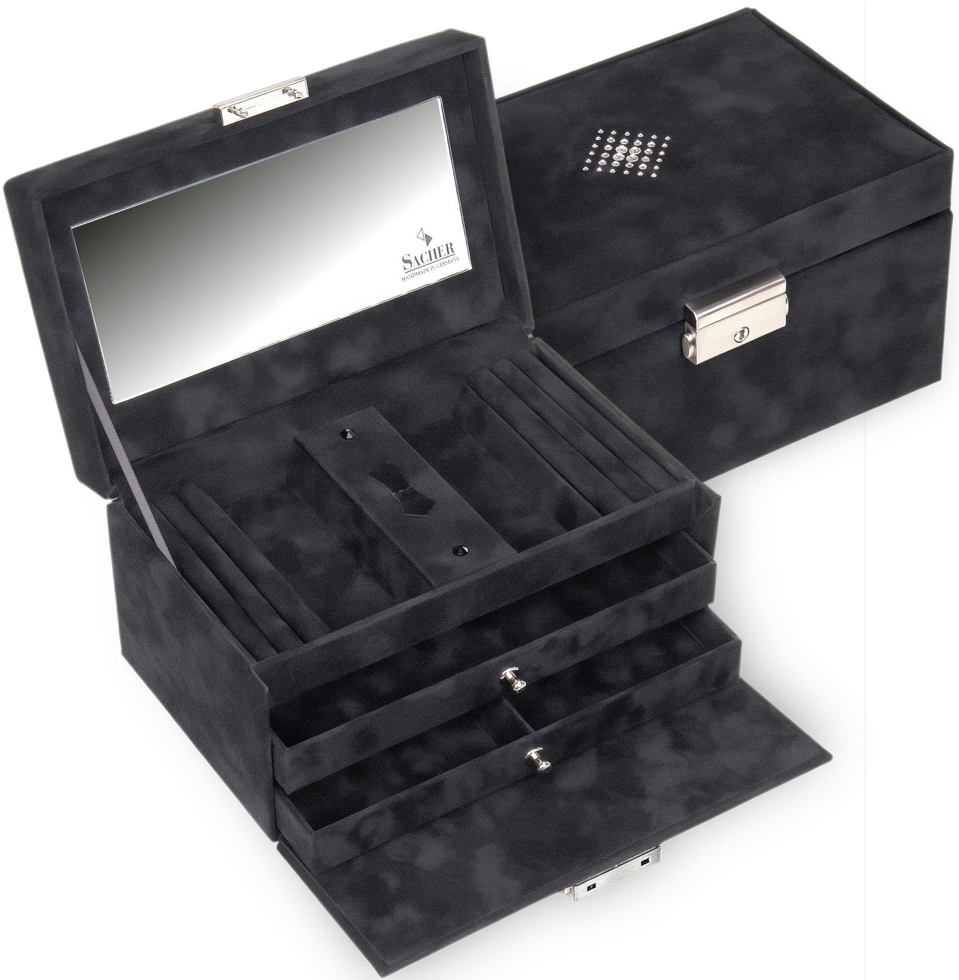 begrenzte Zeit verfügbar Sacher Schmuckkoffer Eva/Crystalo, mit Kristallen, Made in 27503040404, schwarz Germany