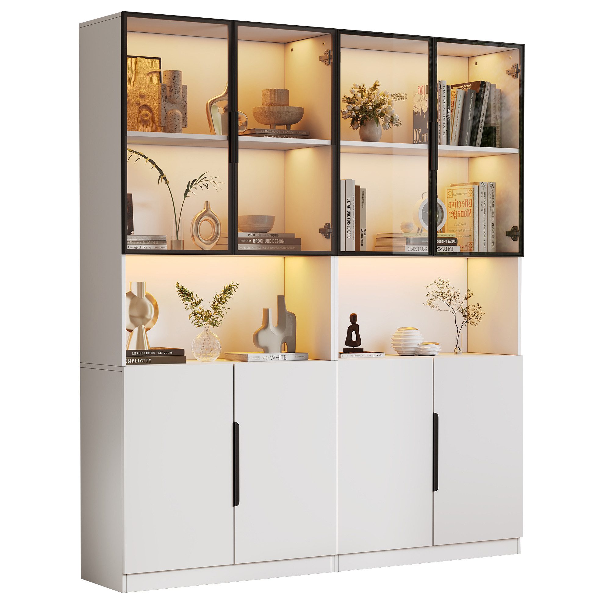 BlingBin Vitrine Glasvitrine Hochschrank Glashängeschrank mit LED-Leuchten günstig online kaufen