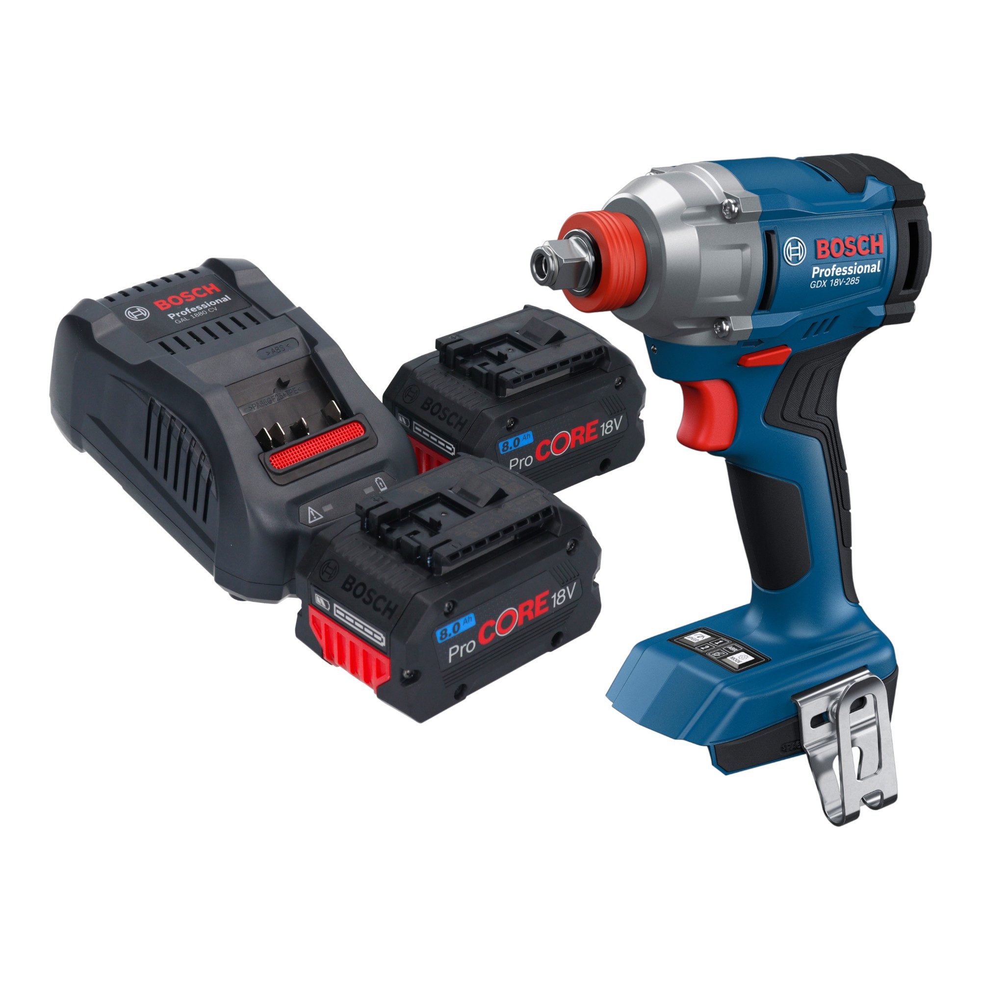 Bosch Professional Akku-Schlagschrauber GDX 18V-285 Professional 18V 285Nm + 2x ProCORE Akku 8,0Ah + Lader