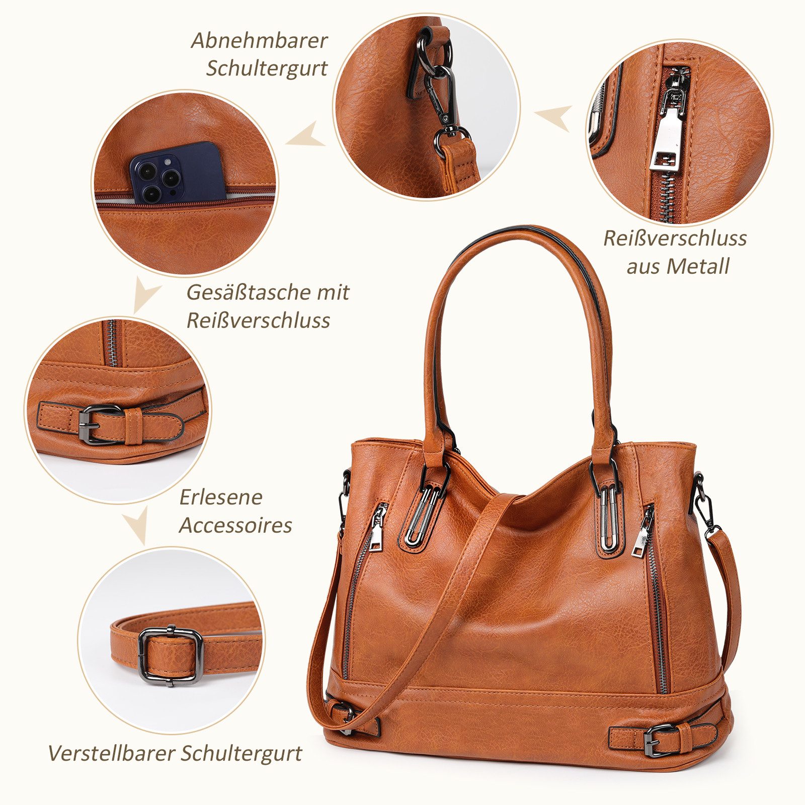 TAN.TOMI Handtasche Damen Handtasche Vintage Henkeltasche Weiches Umhängetasche, Top Griff Tasche Schultertasche für Frauen