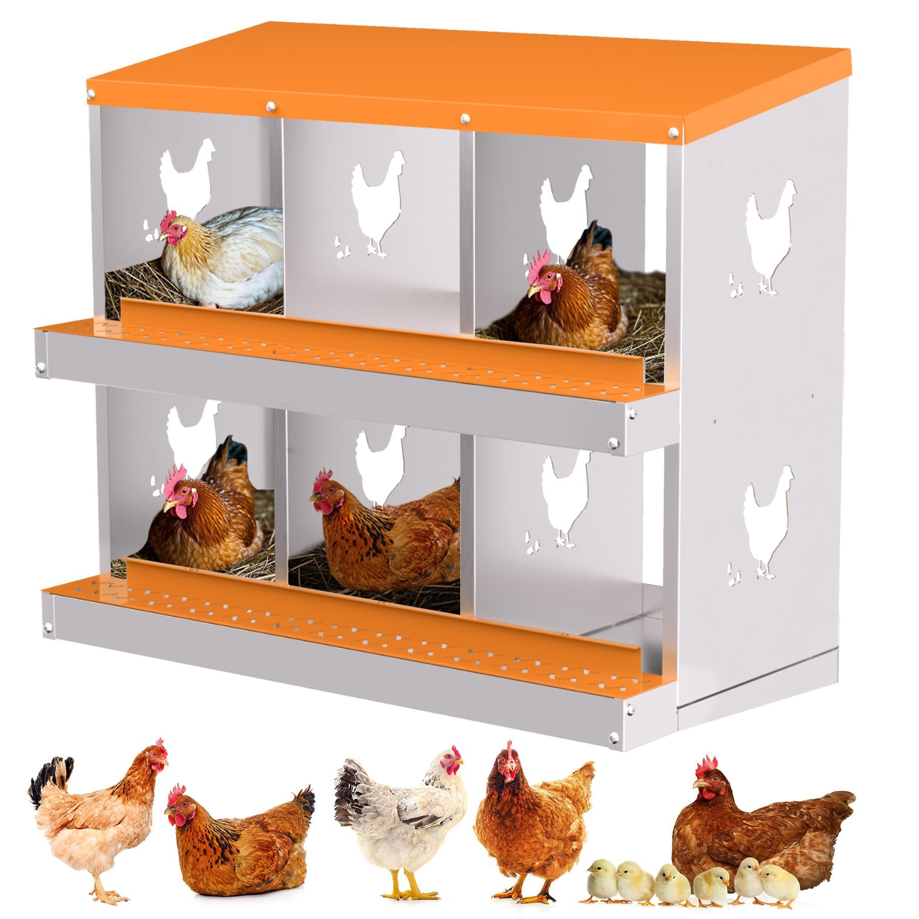 GarveeMore Hühnerstall 6-Fach Hühnernestboxen für ChickenDuck Haus