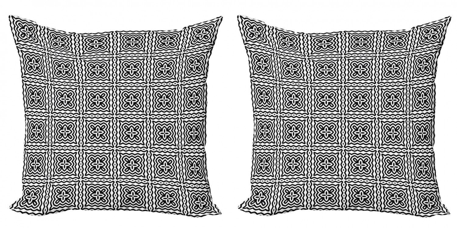 Kissenbezüge Modern Accent Doppelseitiger Digitaldruck, Abakuhaus (2 Stück), Schwarz und weiß Motive in Squares